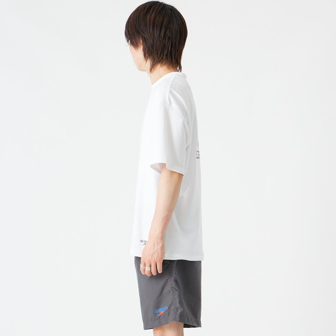 speedo [スピード] ラッシュTシャツ 60D [SF72580] W ﾎﾜｲﾄ &&モデル身長：177cm 着用サイズ：M&&