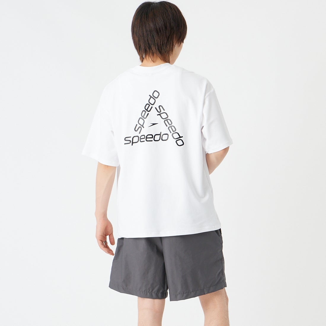 speedo [スピード] ラッシュTシャツ 60D [SF72580] W ﾎﾜｲﾄ &&モデル身長：177cm 着用サイズ：M&&