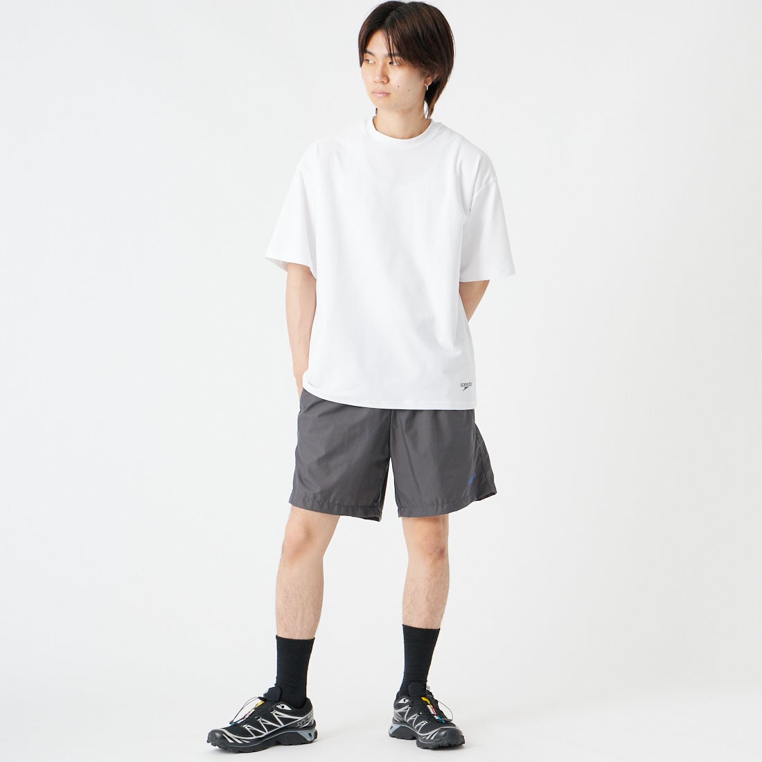 speedo [スピード] ラッシュTシャツ 60D [SF72580] W ﾎﾜｲﾄ &&モデル身長：177cm 着用サイズ：M&&