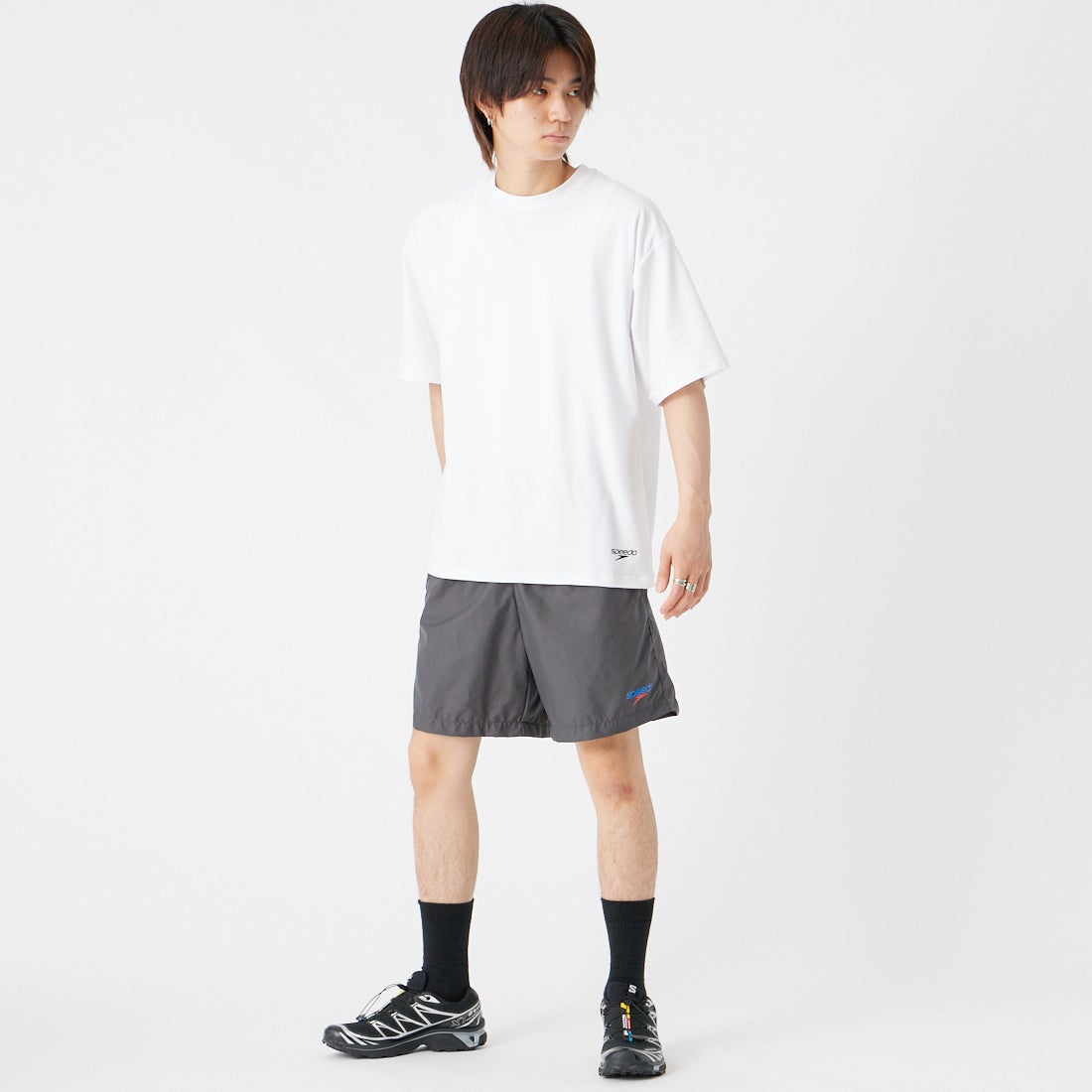 speedo [スピード] ラッシュTシャツ 60D [SF72580] W ﾎﾜｲﾄ &&モデル身長：177cm 着用サイズ：M&&