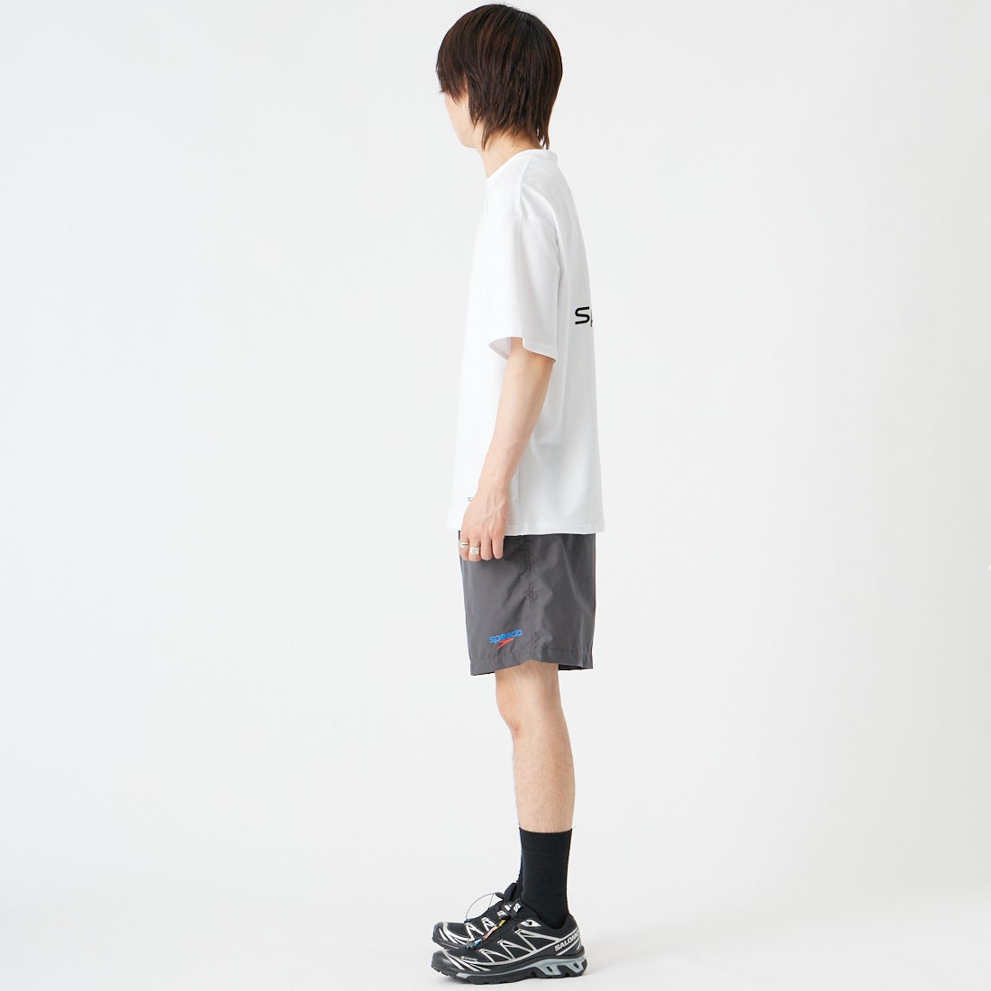 speedo [スピード] ラッシュTシャツ 60D [SF72580] W ﾎﾜｲﾄ &&モデル身長：177cm 着用サイズ：M&&
