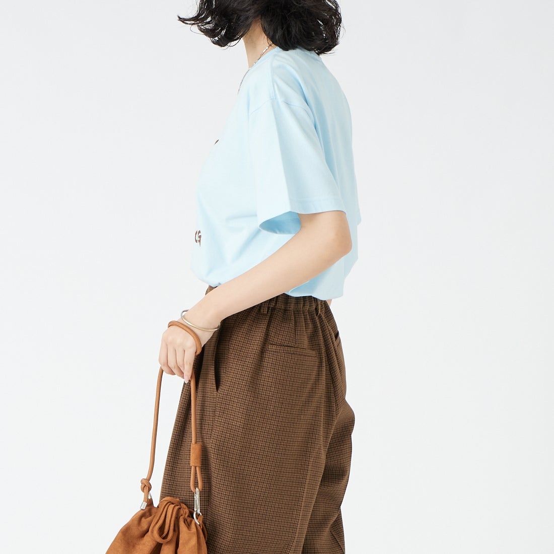 REGENCY WORKS [リージェンシーワークス] DOG クルーネックTシャツ [500101A-7] BLU/BRN PT &&モデル身長：162cm 着用サイズ：M&&