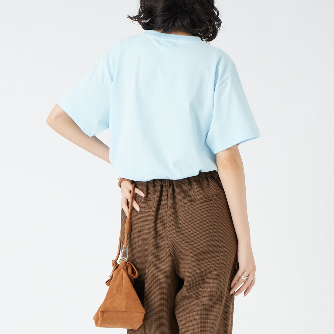 REGENCY WORKS [リージェンシーワークス] DOG クルーネックTシャツ [500101A-7] BLU/BRN PT &&モデル身長：162cm 着用サイズ：M&&