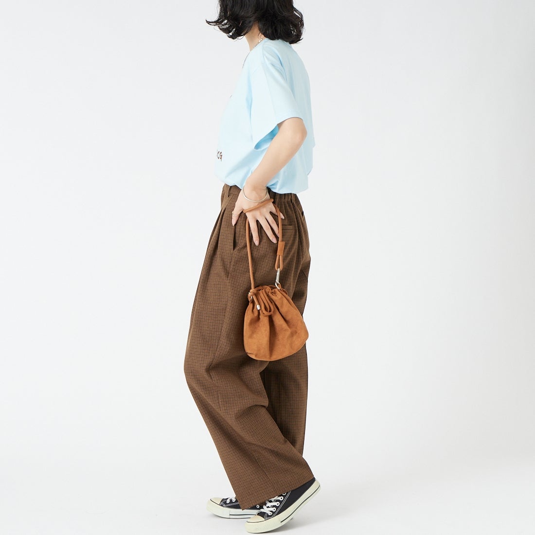 REGENCY WORKS [リージェンシーワークス] DOG クルーネックTシャツ [500101A-7] BLU/BRN PT &&モデル身長：162cm 着用サイズ：M&&