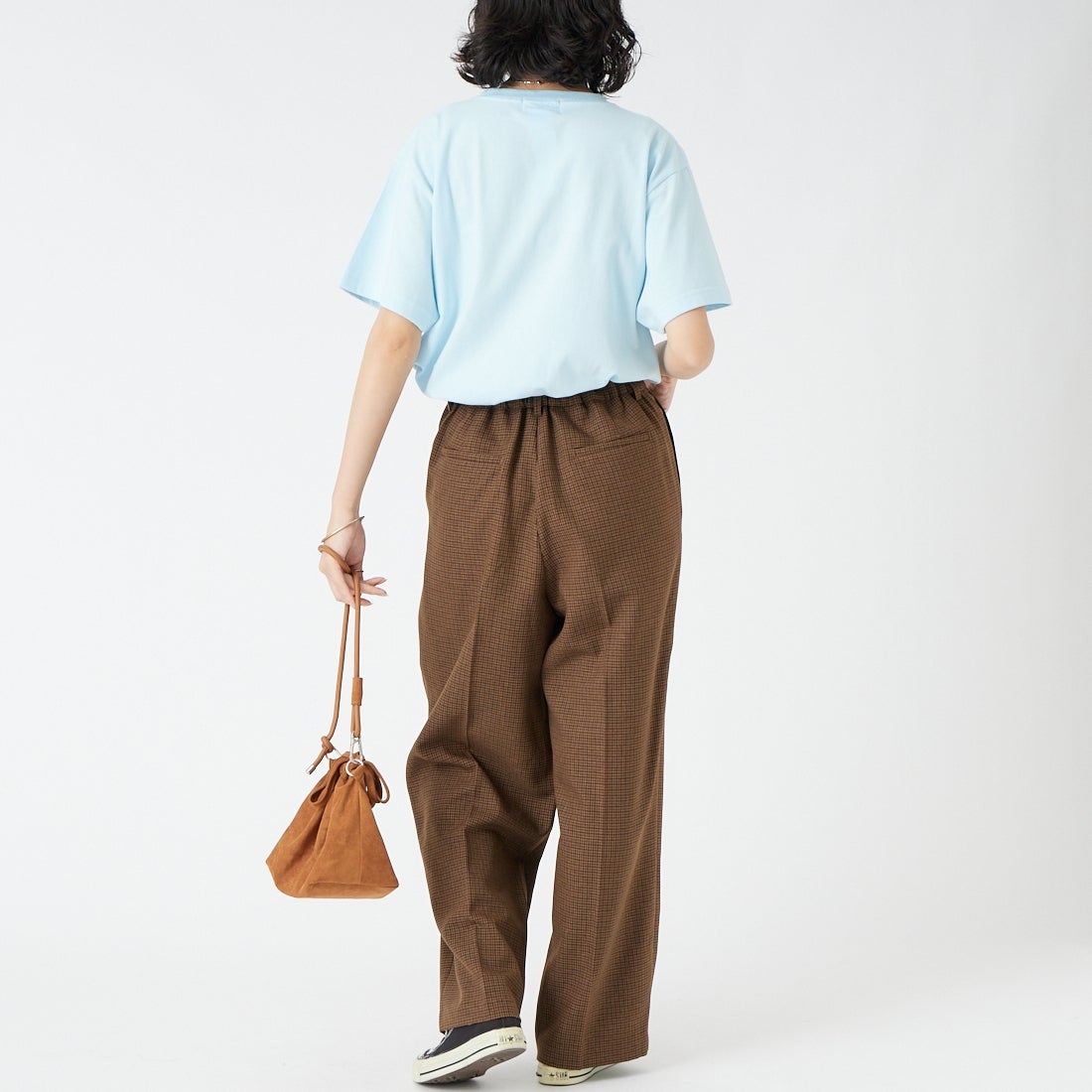REGENCY WORKS [リージェンシーワークス] DOG クルーネックTシャツ [500101A-7] BLU/BRN PT &&モデル身長：162cm 着用サイズ：M&&