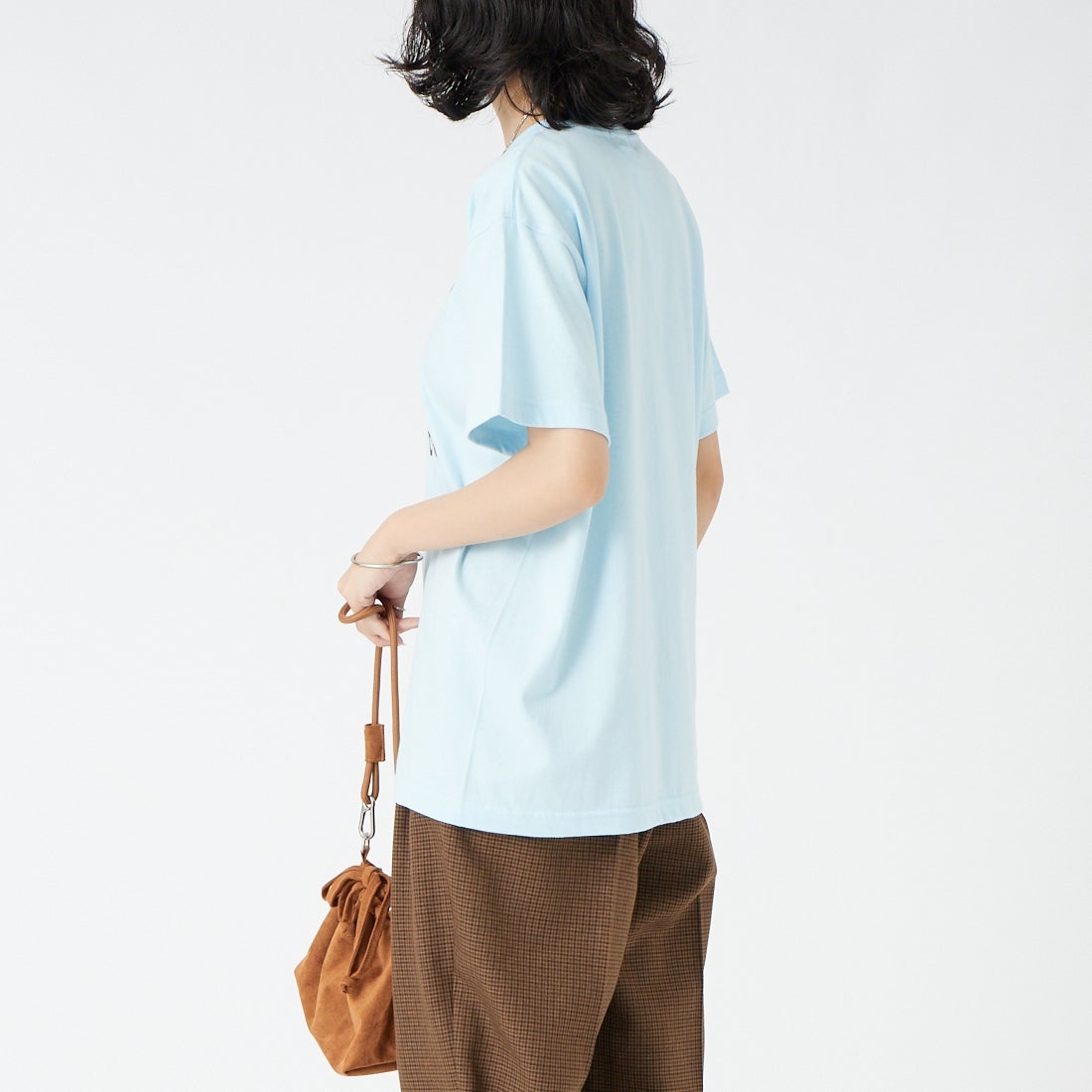 REGENCY WORKS [リージェンシーワークス] DOG クルーネックTシャツ [500101A-7] BLU/BRN PT &&モデル身長：162cm 着用サイズ：M&&