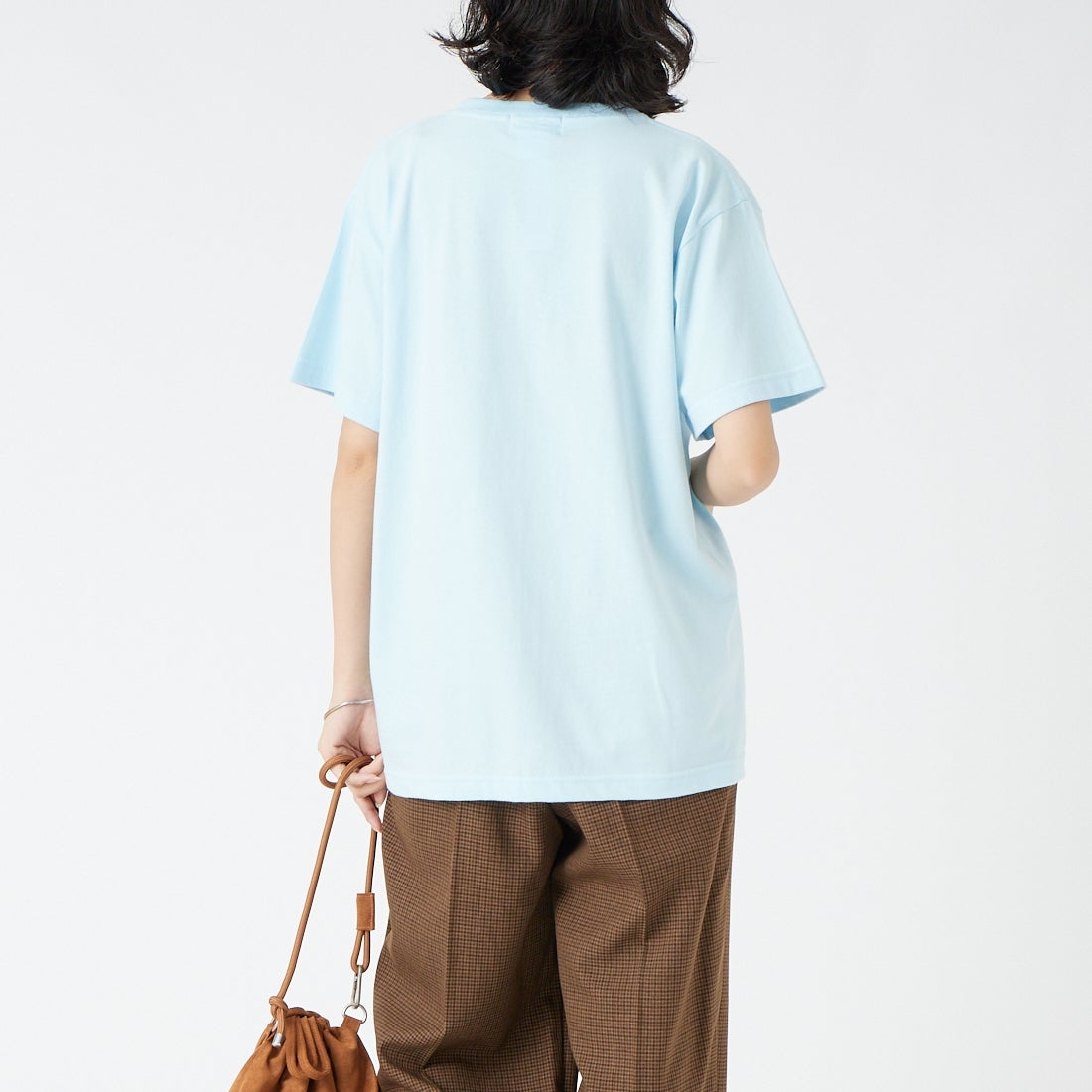 REGENCY WORKS [リージェンシーワークス] DOG クルーネックTシャツ [500101A-7] BLU/BRN PT &&モデル身長：162cm 着用サイズ：M&&