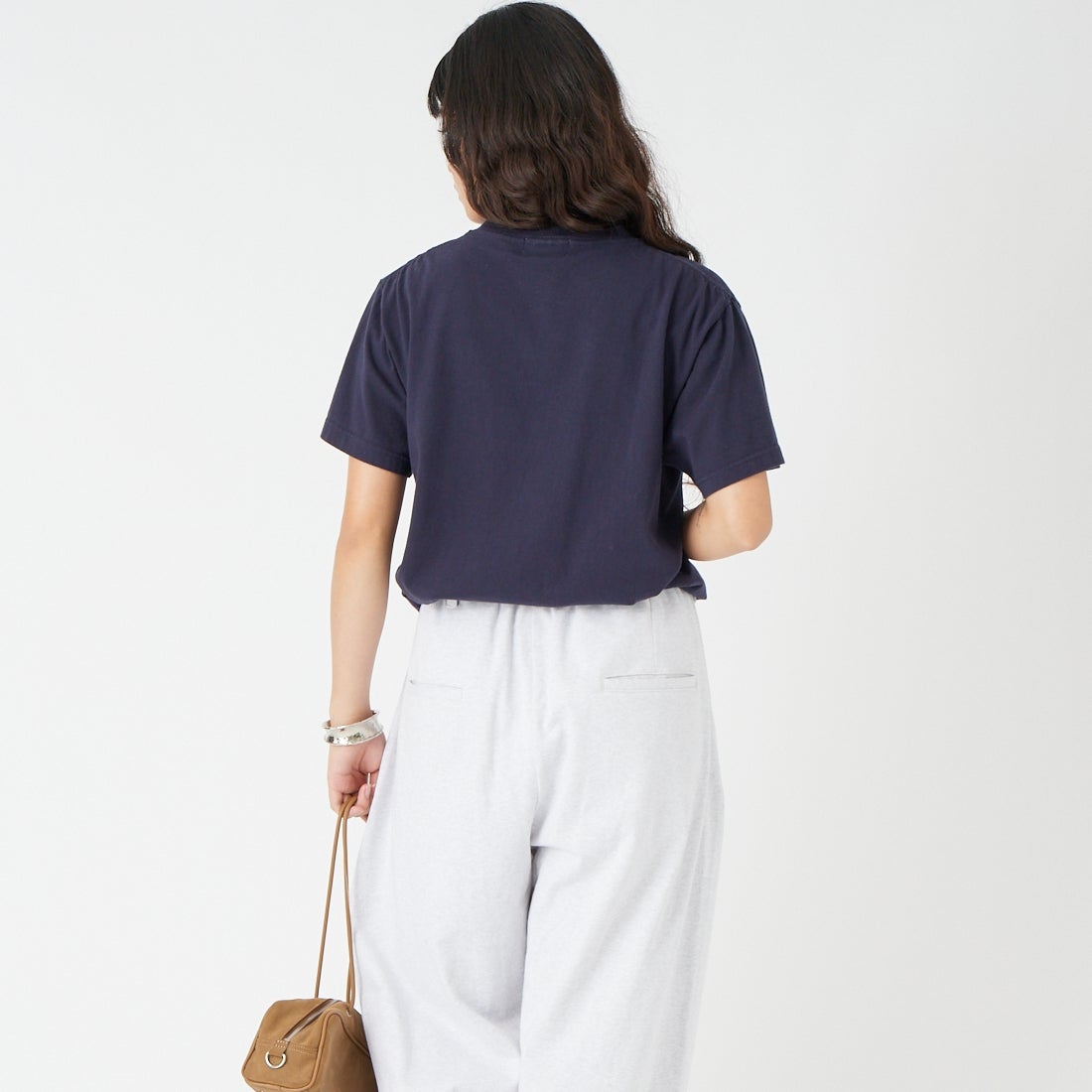 REGENCY WORKS [リージェンシーワークス] LONDON クルーネックTシャツ [500101C-5W] NVY/RED PT &&モデル身長：162cm 着用サイズ：M&&