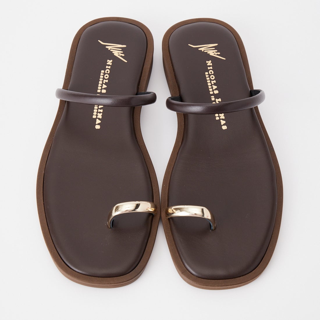 NICOLAS LAINAS [ニコラス ライナス] トングフラットサンダル [C13LT] GOLD/BROWN