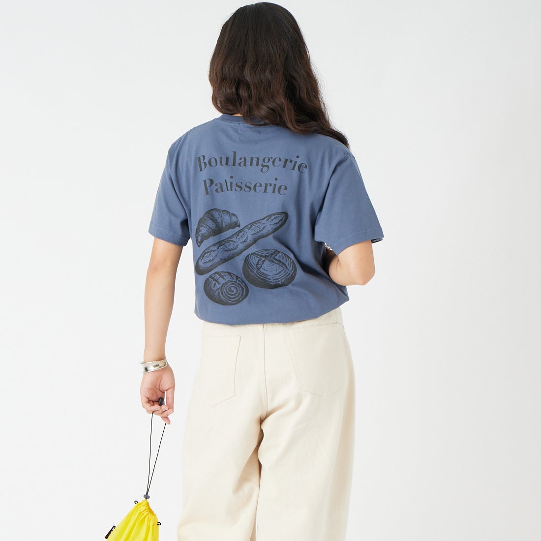 REGENCY WORKS [リージェンシーワークス] BAKERY クルーネックTシャツ [500101M-1] H.NY/BK PT &&モデル身長：162cm 着用サイズ：M&&