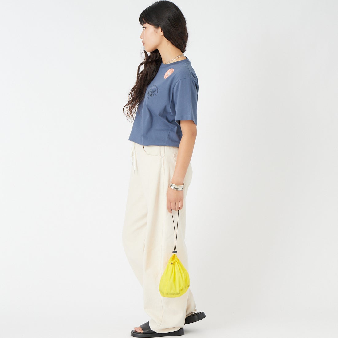 REGENCY WORKS [リージェンシーワークス] BAKERY クルーネックTシャツ [500101M-1] H.NY/BK PT &&モデル身長：162cm 着用サイズ：M&&
