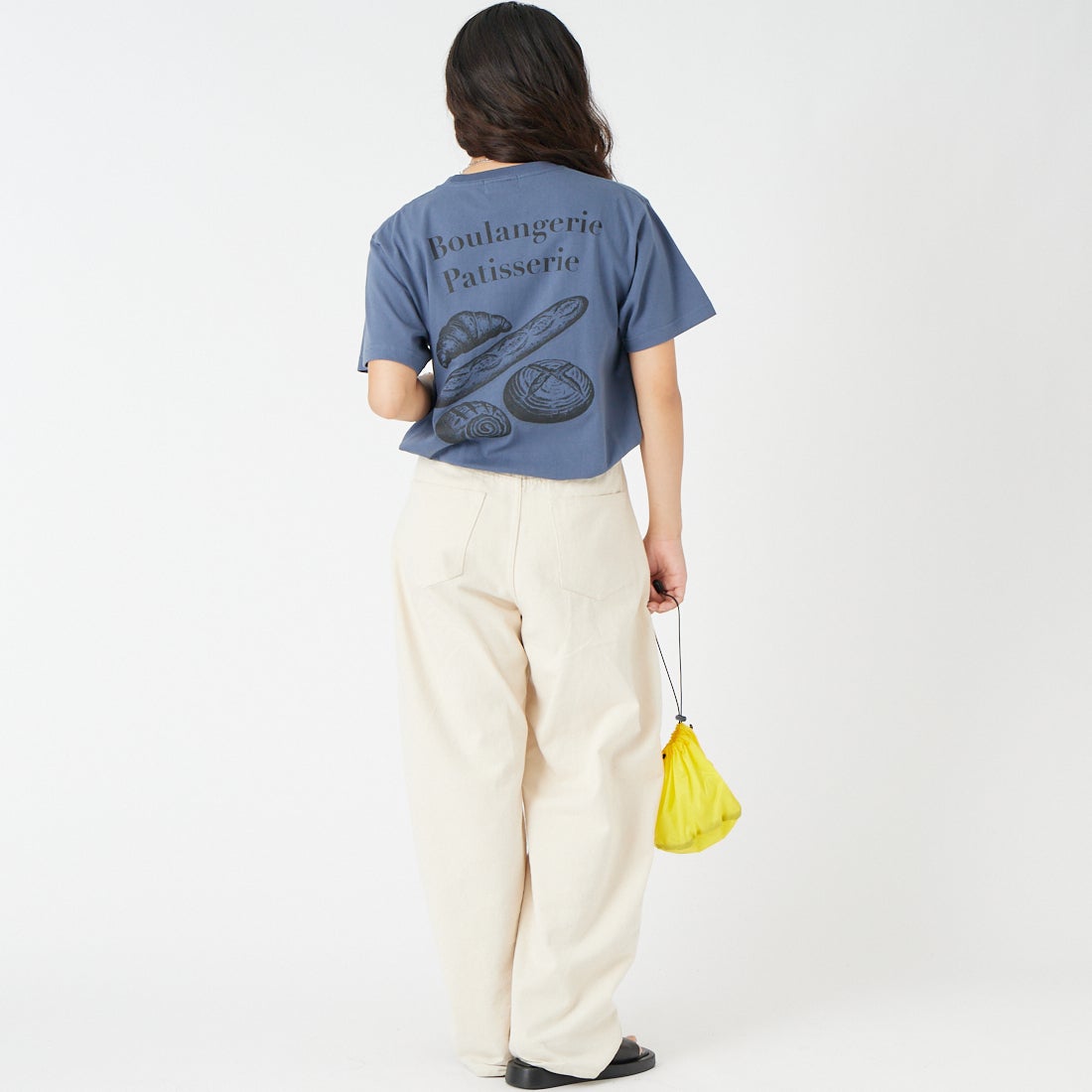 REGENCY WORKS [リージェンシーワークス] BAKERY クルーネックTシャツ [500101M-1] H.NY/BK PT &&モデル身長：162cm 着用サイズ：M&&