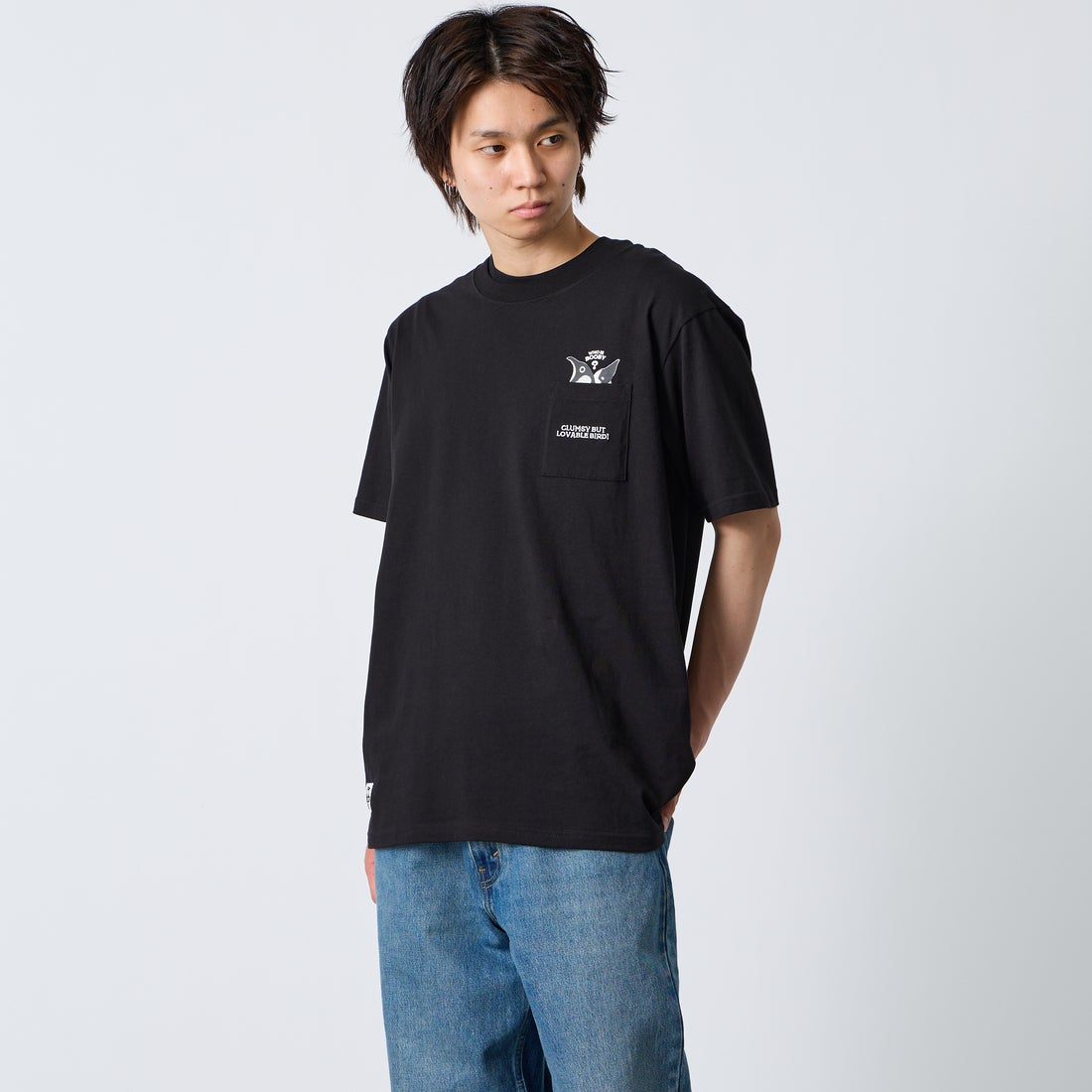 CHUMS [チャムス] アイムアブービーバードポケットTシャツ [CH01-2750] K001 BLACK &&モデル身長：177cm 着用サイズ：XL&&