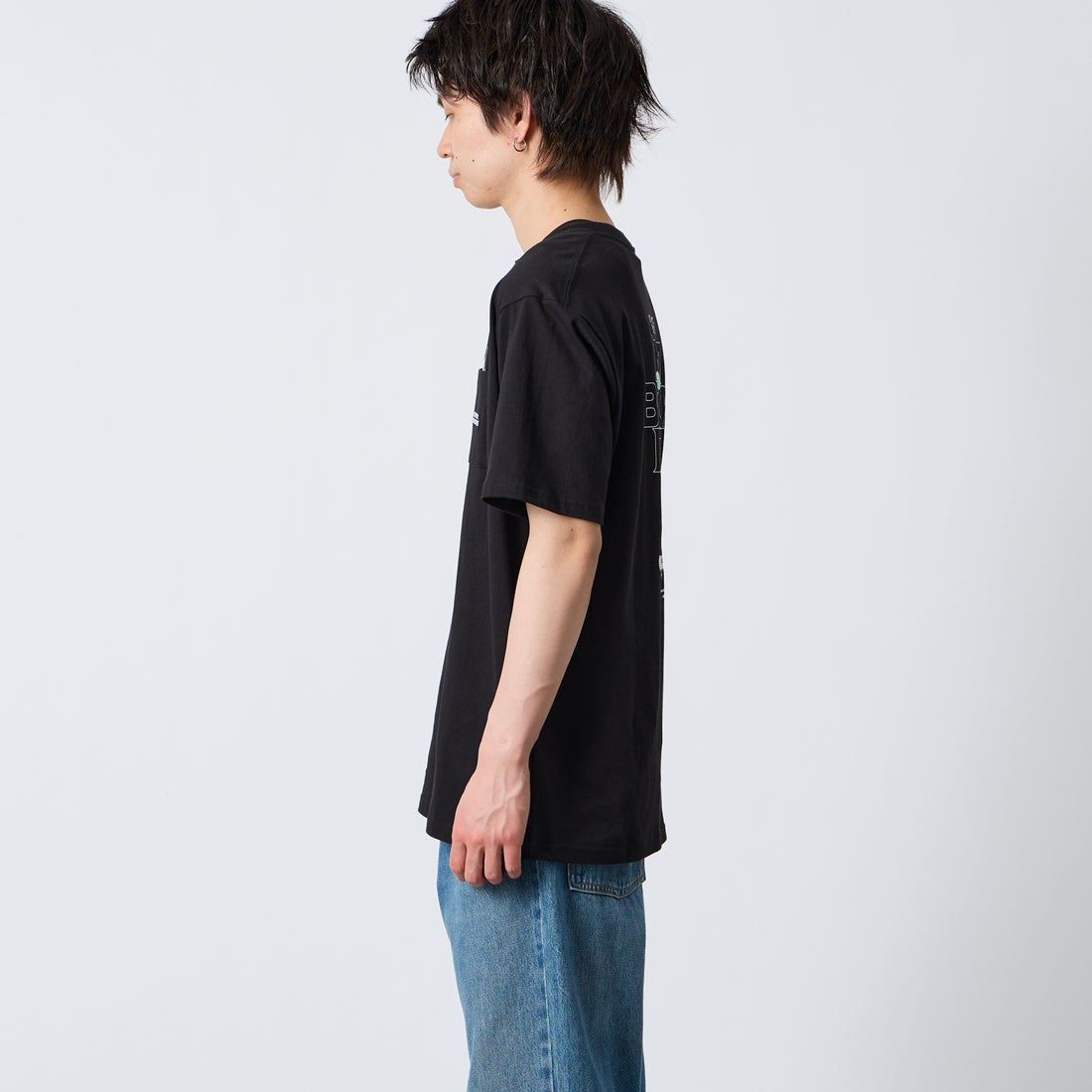 CHUMS [チャムス] アイムアブービーバードポケットTシャツ [CH01-2750] K001 BLACK &&モデル身長：177cm 着用サイズ：XL&&