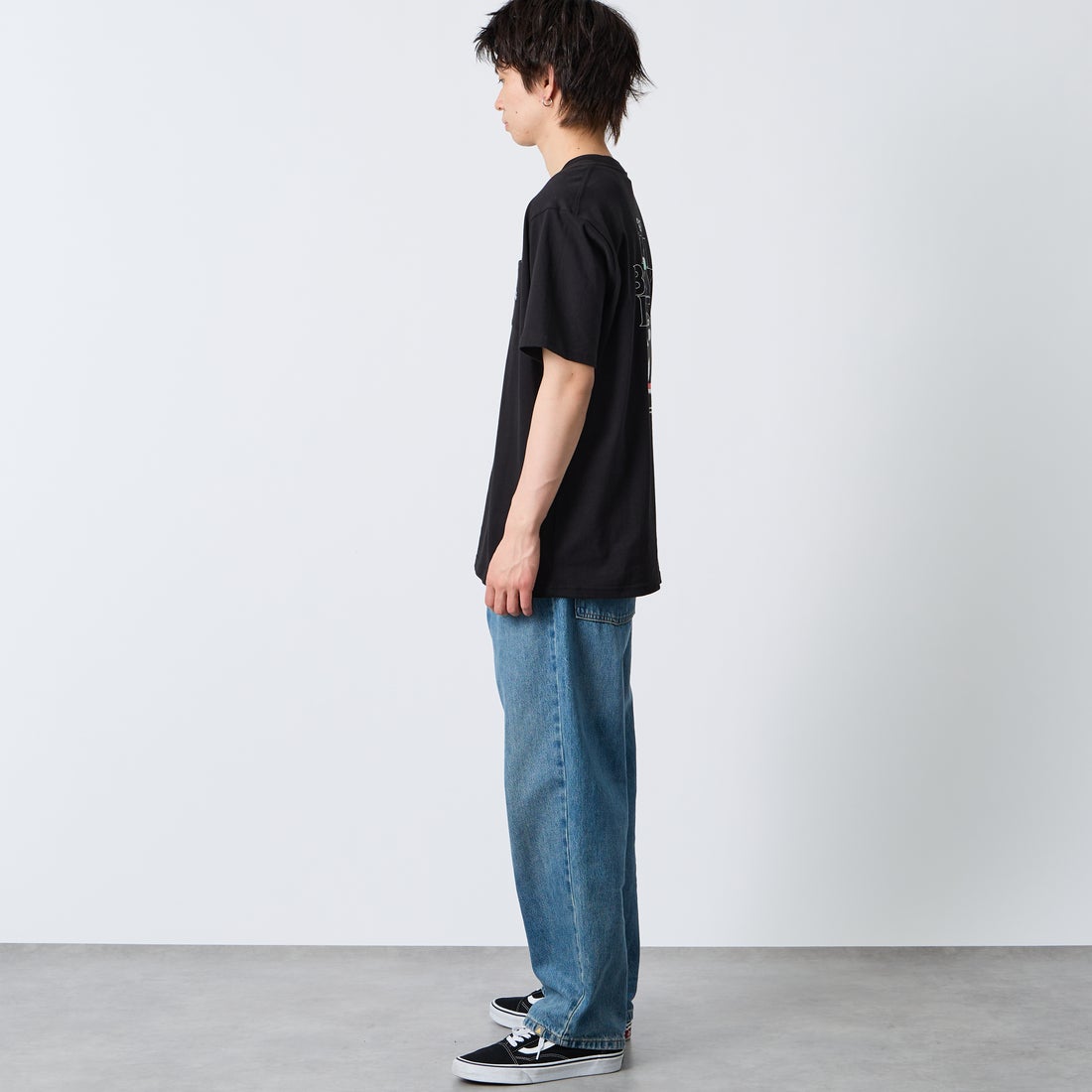 CHUMS [チャムス] アイムアブービーバードポケットTシャツ [CH01-2750] K001 BLACK &&モデル身長：177cm 着用サイズ：XL&&