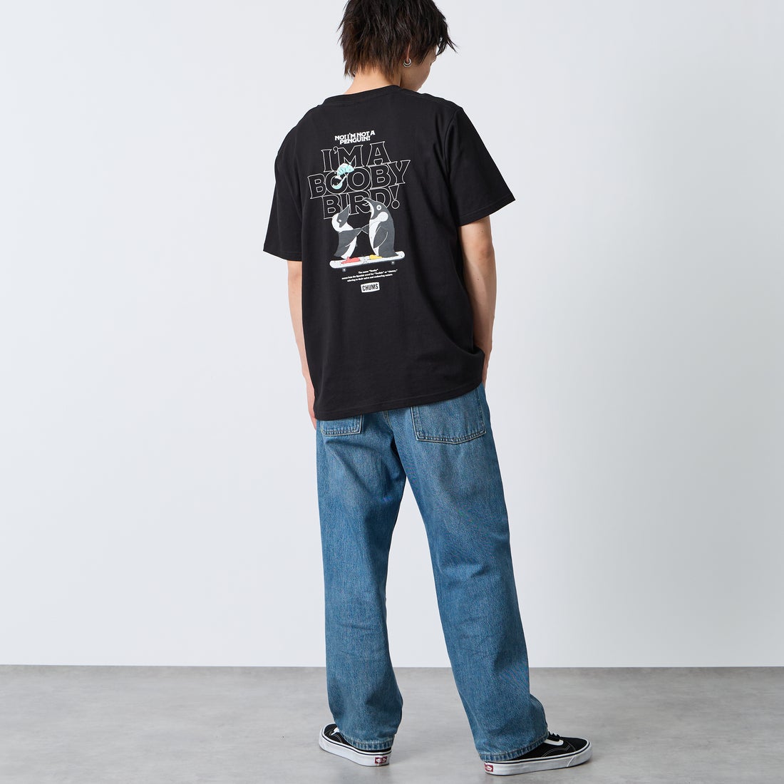 CHUMS [チャムス] アイムアブービーバードポケットTシャツ [CH01-2750] K001 BLACK &&モデル身長：177cm 着用サイズ：XL&&