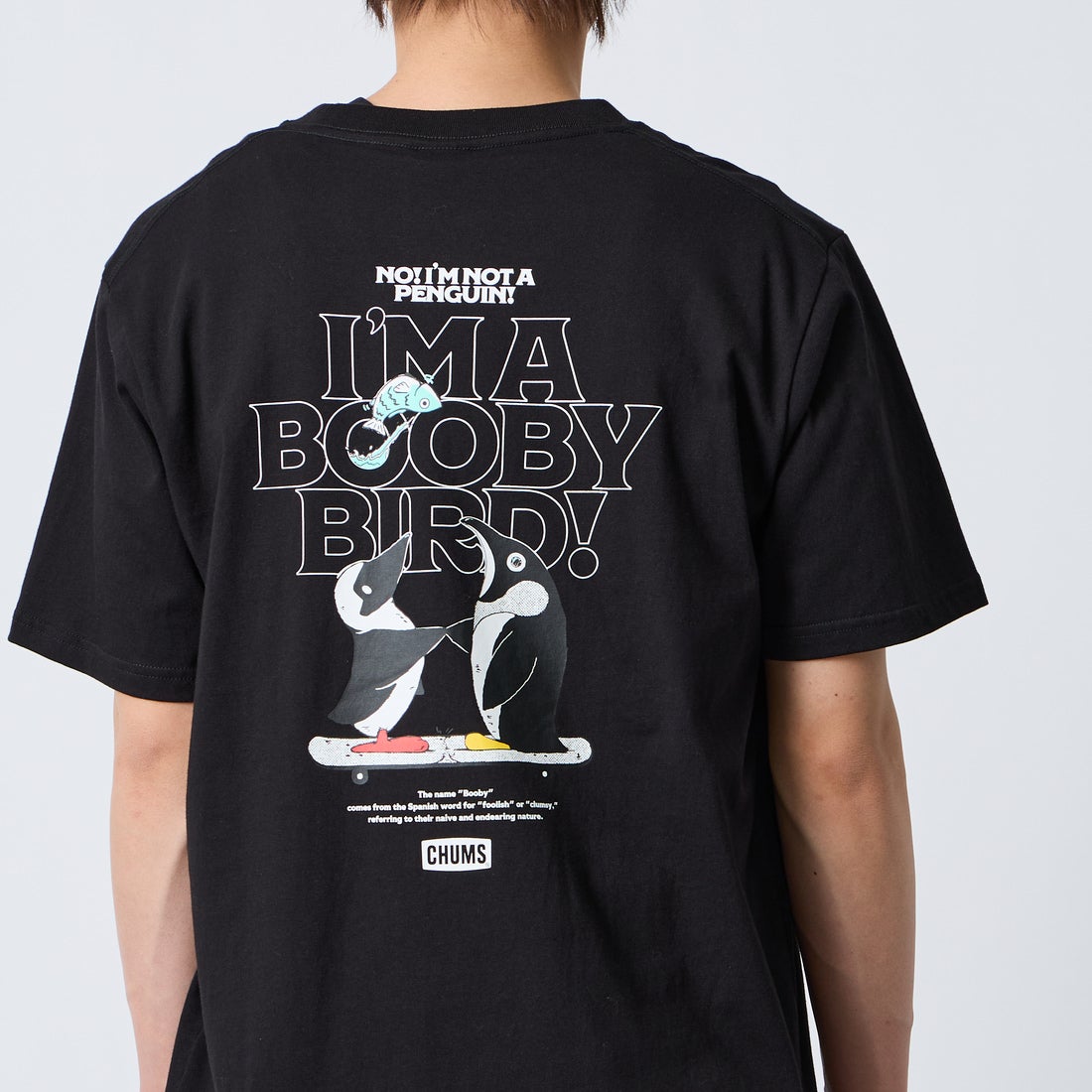 CHUMS [チャムス] アイムアブービーバードポケットTシャツ [CH01-2750] K001 BLACK &&モデル身長：177cm 着用サイズ：XL&&