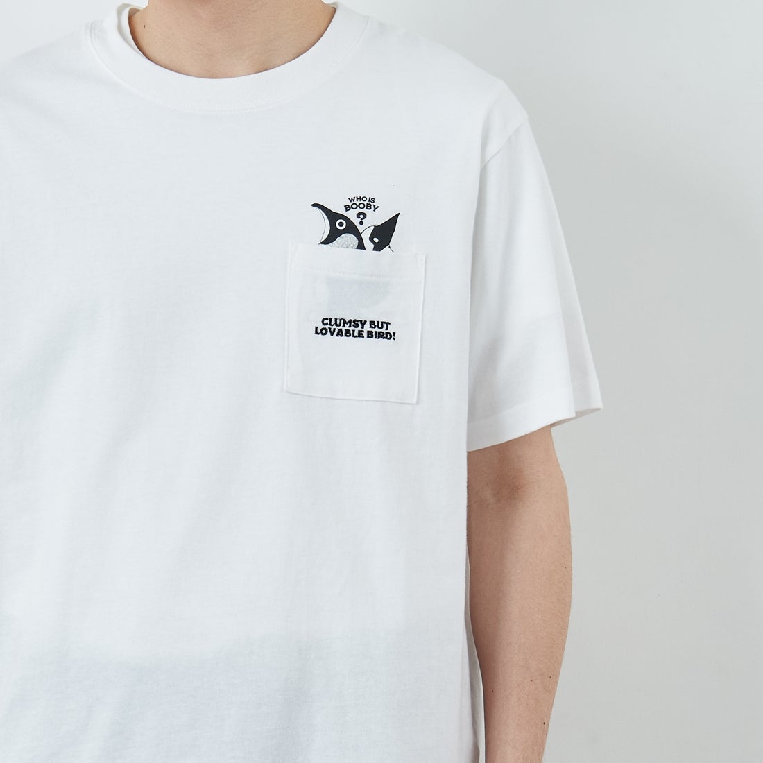 CHUMS [チャムス] アイムアブービーバードポケットTシャツ [CH01-2750] W001 WHITE &&モデル身長：168cm 着用サイズ：L&&