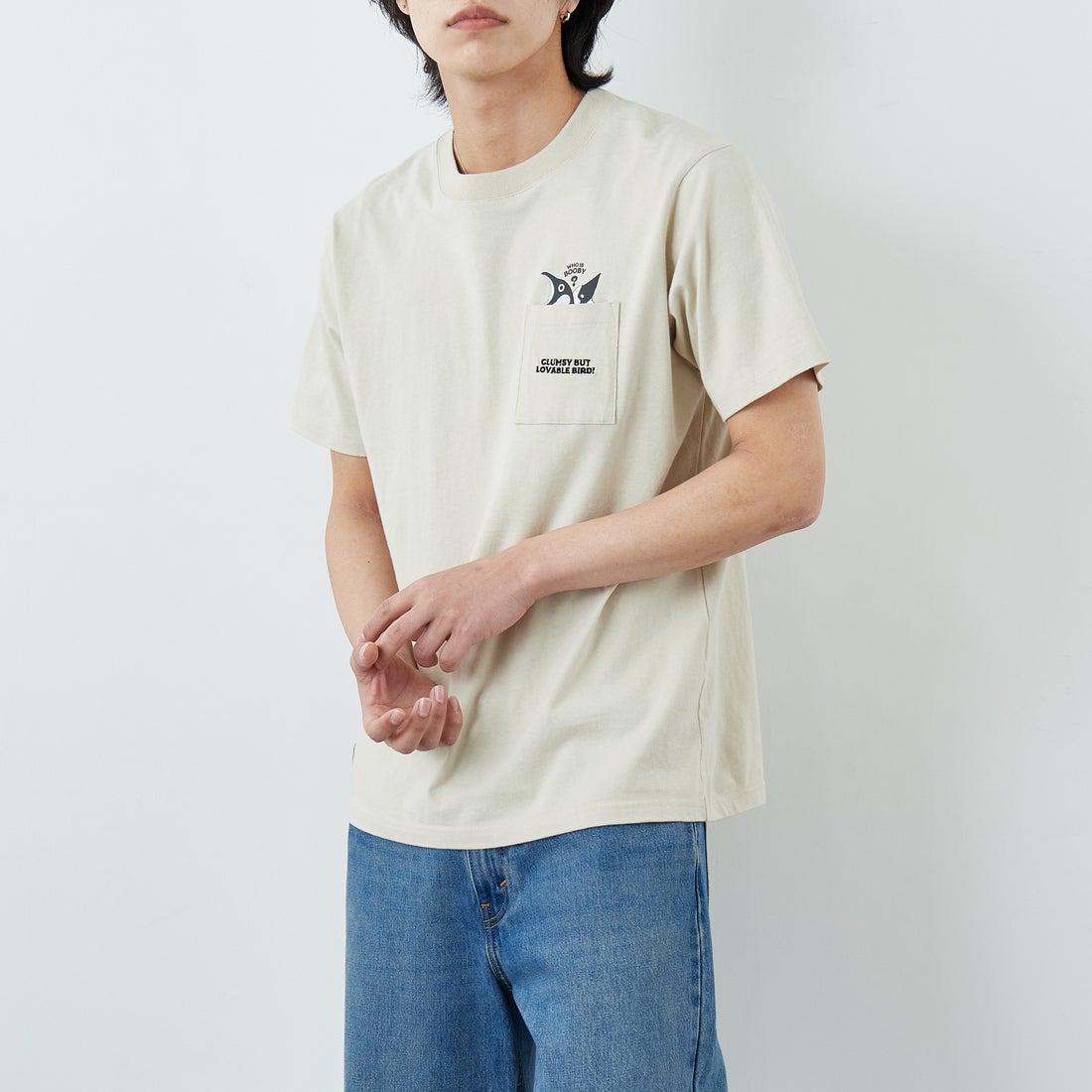 CHUMS [チャムス] アイムアブービーバードポケットTシャツ [CH01-2750] G057 GREIG &&モデル身長：179cm 着用サイズ：L&&