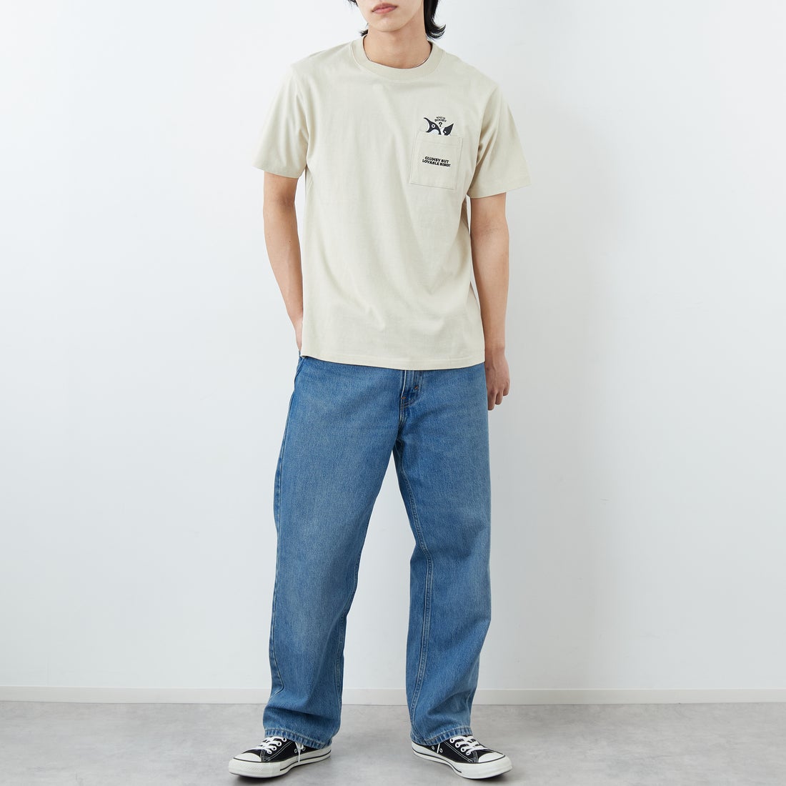 CHUMS [チャムス] アイムアブービーバードポケットTシャツ [CH01-2750] G057 GREIG &&モデル身長：179cm 着用サイズ：L&&