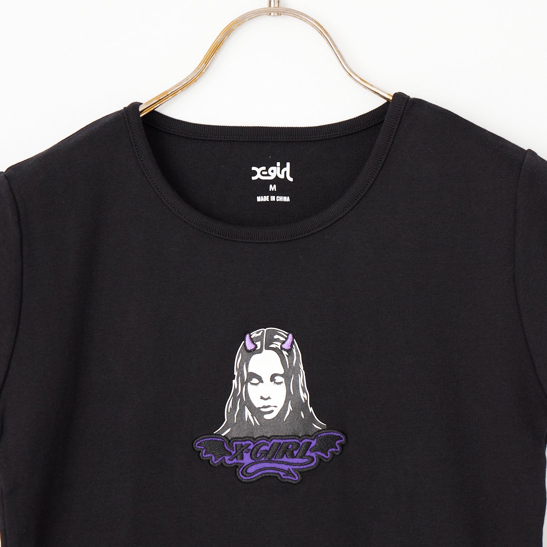 X-girl [エックスガール] デビルフェイス ショートスリーブベビーTシャツ [105262011017] BLACK