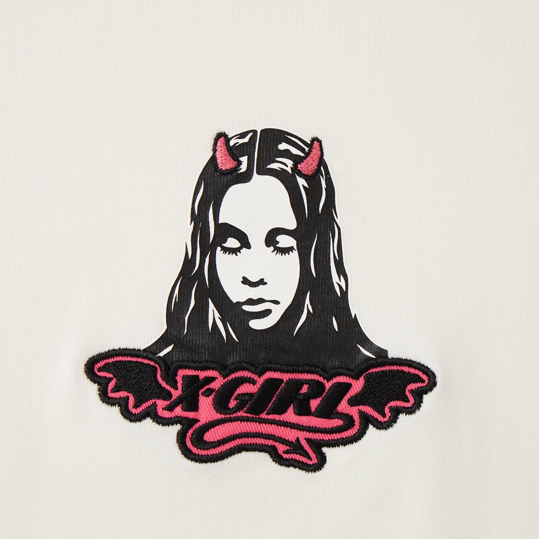 X-girl [エックスガール] デビルフェイス ショートスリーブベビーTシャツ [105262011017] WHITE