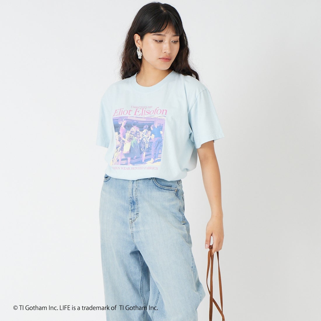 GOOD ROCK SPEED [グッドロックスピード] LIFE PC フォトプリントTシャツ [26LFE012W] LT.BLUE &&モデル身長：162cm 着用サイズ：F&&