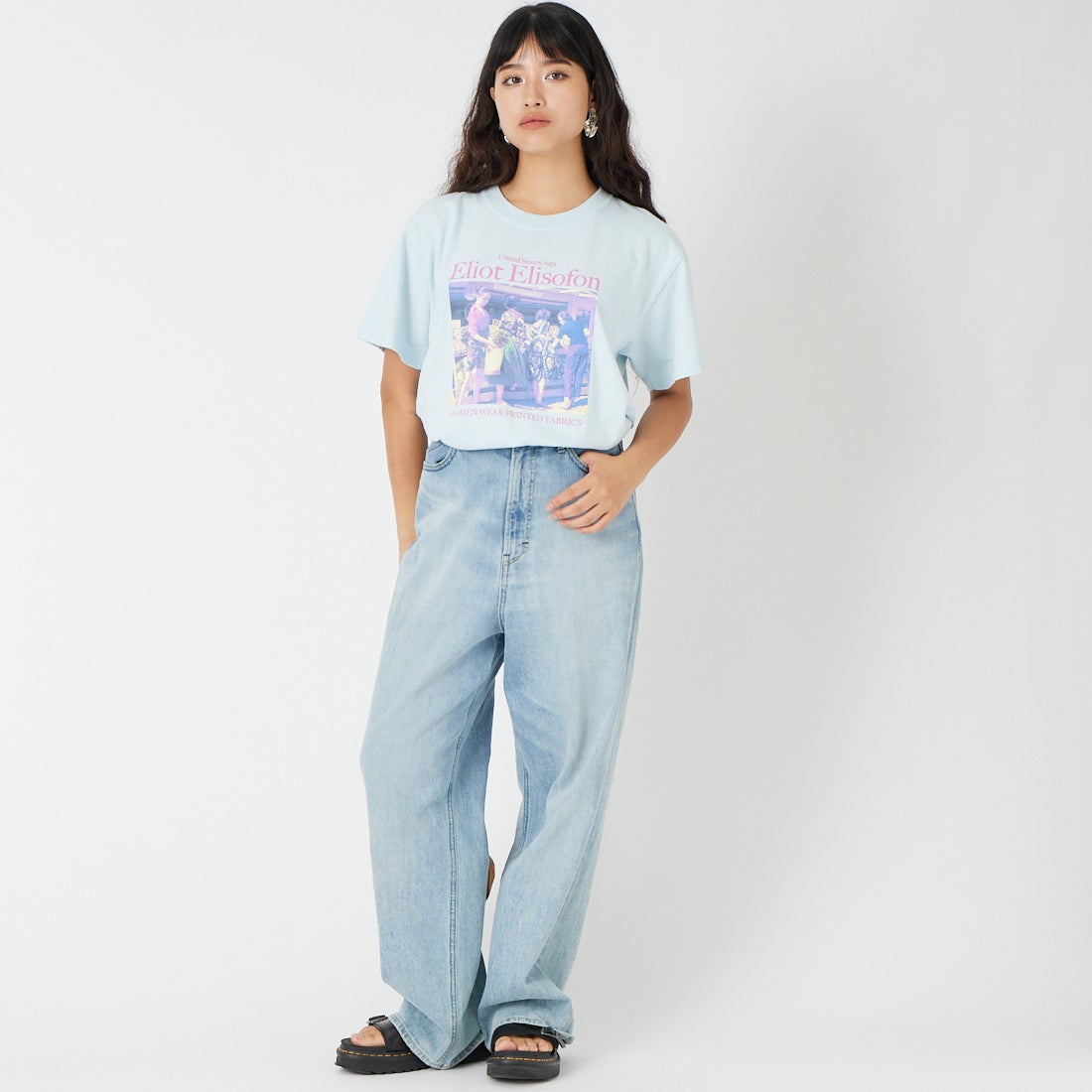 GOOD ROCK SPEED [グッドロックスピード] LIFE PC フォトプリントTシャツ [26LFE012W] LT.BLUE &&モデル身長：162cm 着用サイズ：F&&