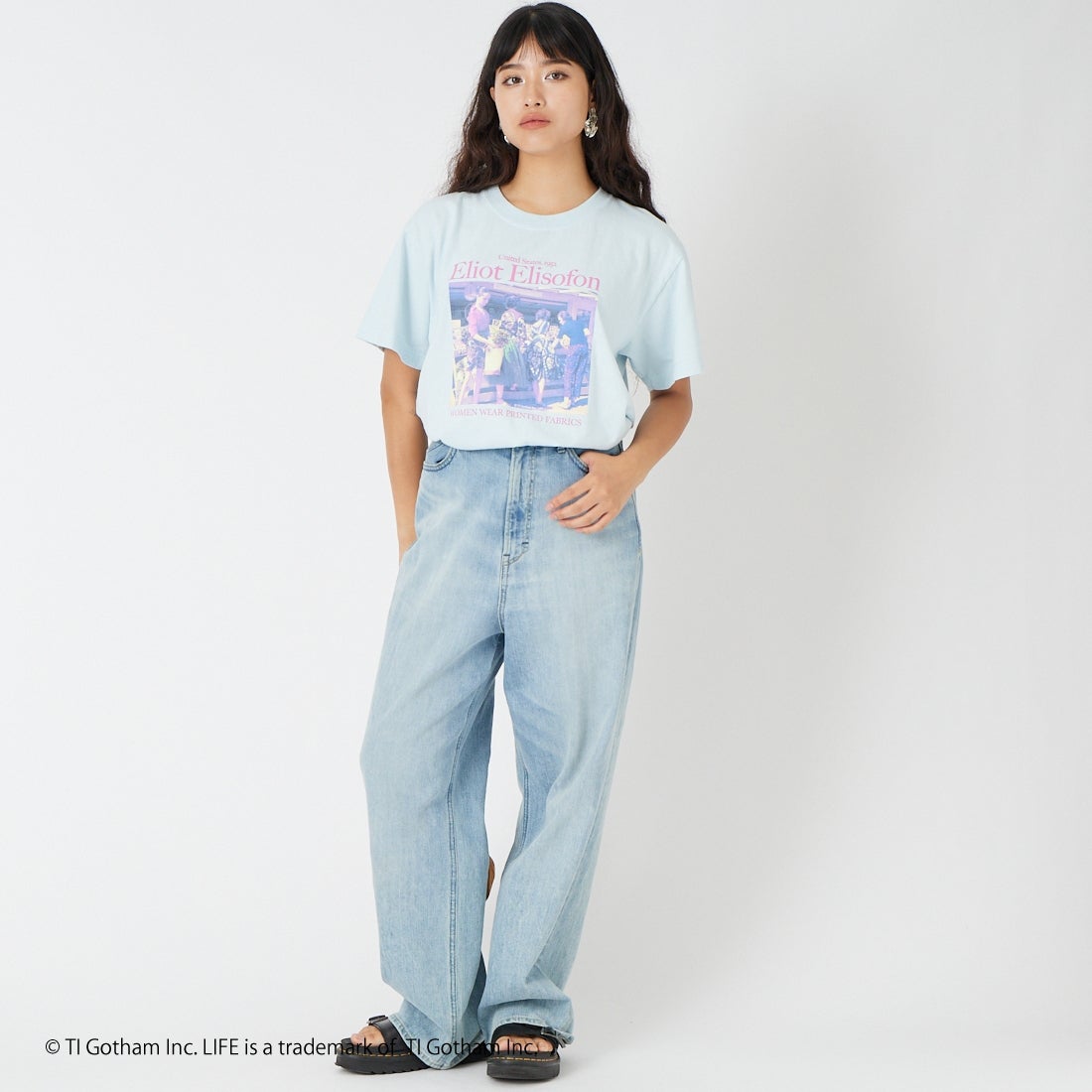 GOOD ROCK SPEED [グッドロックスピード] LIFE PC フォトプリントTシャツ [26LFE012W] LT.BLUE &&モデル身長：162cm 着用サイズ：F&&