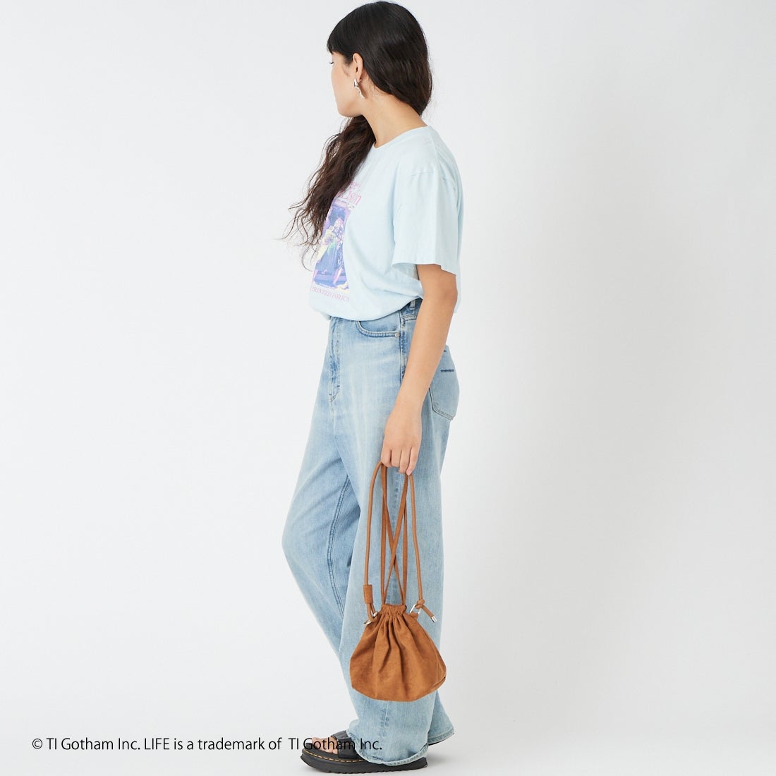 GOOD ROCK SPEED [グッドロックスピード] LIFE PC フォトプリントTシャツ [26LFE012W] LT.BLUE &&モデル身長：162cm 着用サイズ：F&&