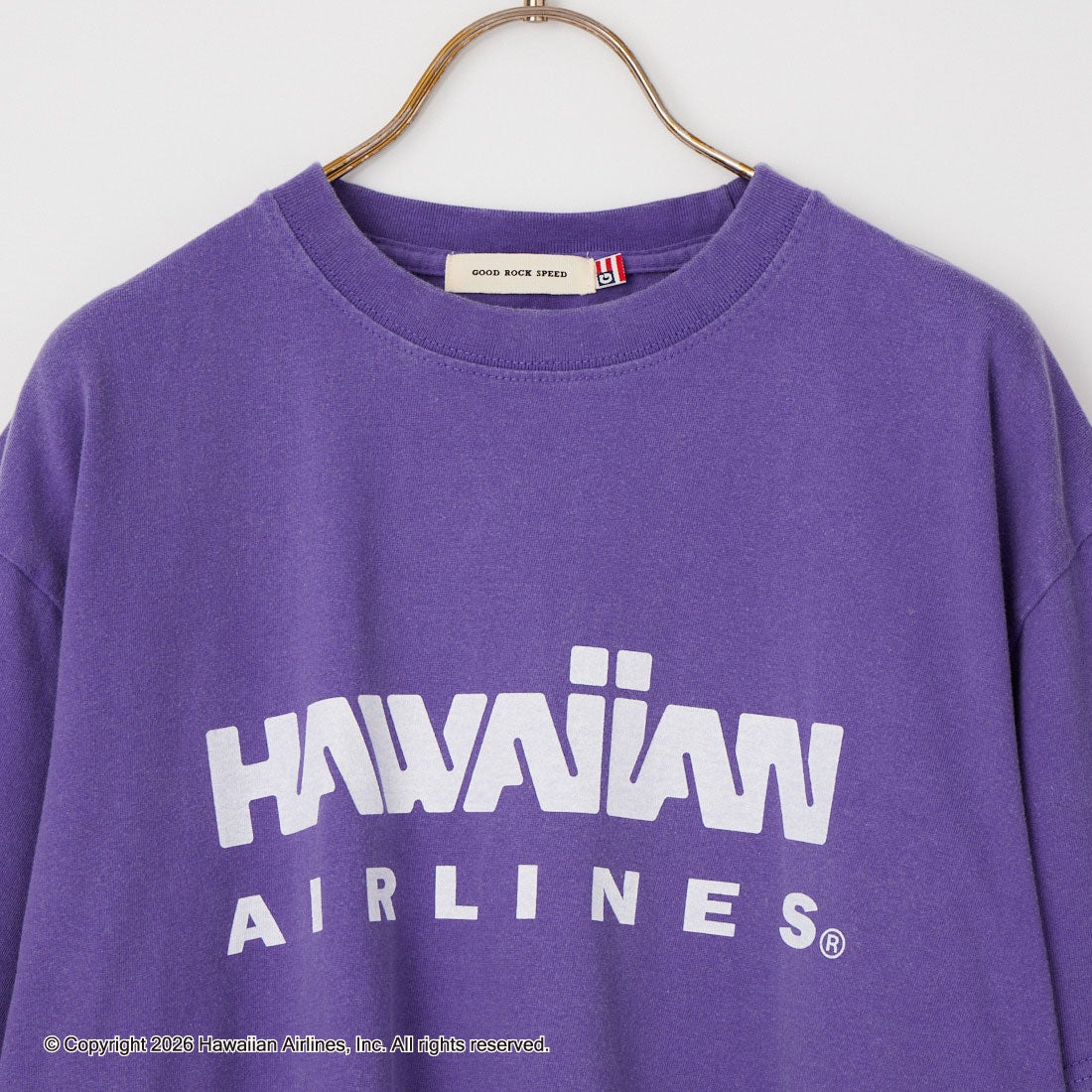 GOOD ROCK SPEED [グッドロックスピード] HAWAIIAN AIRLINE ロゴプリントTシャツ [26HWA003W] PURPLE