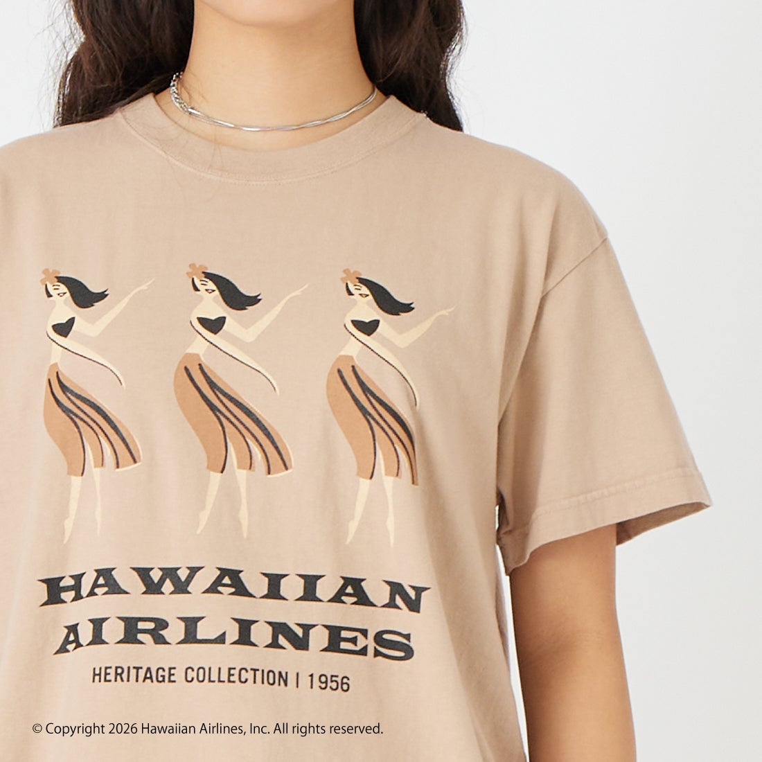 GOOD ROCK SPEED [グッドロックスピード] HERITAGE COLLECTION 1956 プリントTシャツ [26HWA004W] LT.BEIGE &&モデル身長：162cm 着用サイズ：F&&