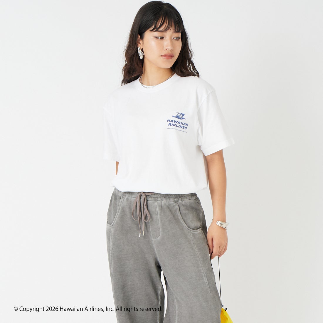 GOOD ROCK SPEED [グッドロックスピード] Fly プリントTシャツ [26HWA005W] WHITE &&モデル身長：162cm 着用サイズ：F&&