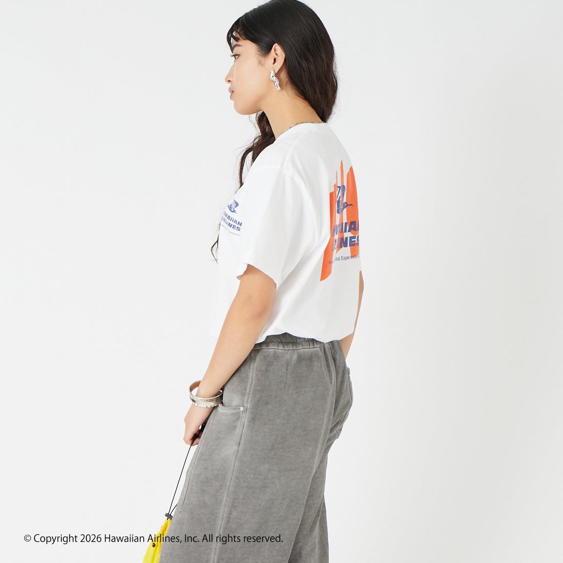 GOOD ROCK SPEED [グッドロックスピード] Fly プリントTシャツ [26HWA005W] WHITE &&モデル身長：162cm 着用サイズ：F&&