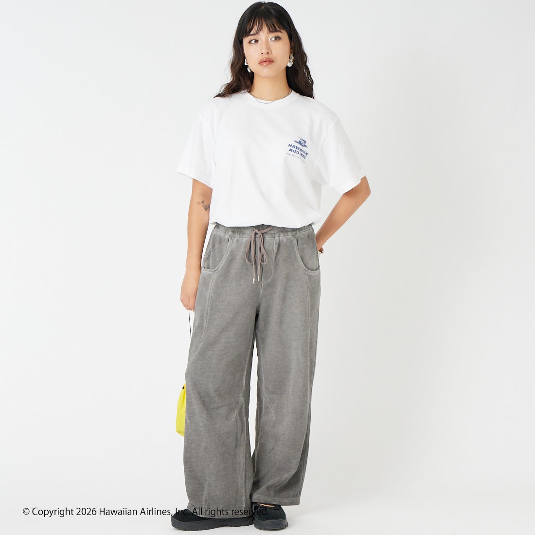 GOOD ROCK SPEED [グッドロックスピード] Fly プリントTシャツ [26HWA005W] WHITE &&モデル身長：162cm 着用サイズ：F&&