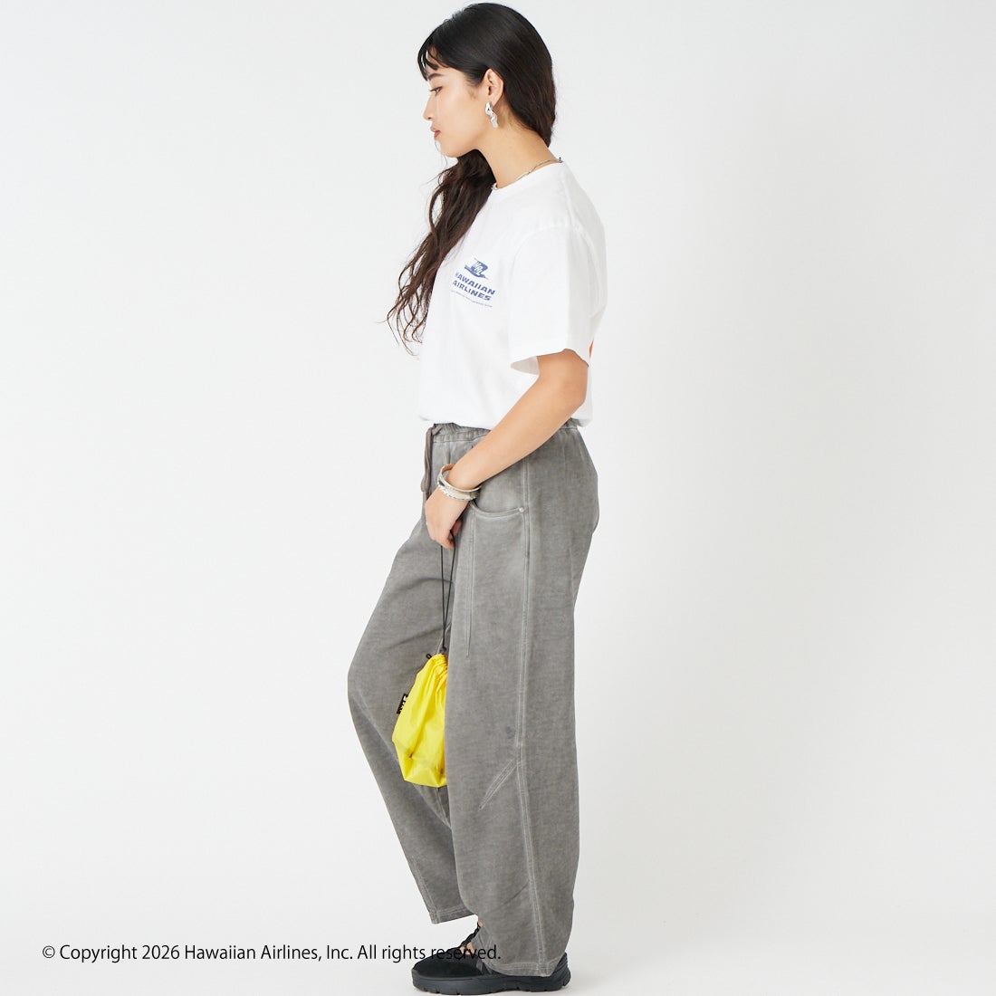 GOOD ROCK SPEED [グッドロックスピード] Fly プリントTシャツ [26HWA005W] WHITE &&モデル身長：162cm 着用サイズ：F&&