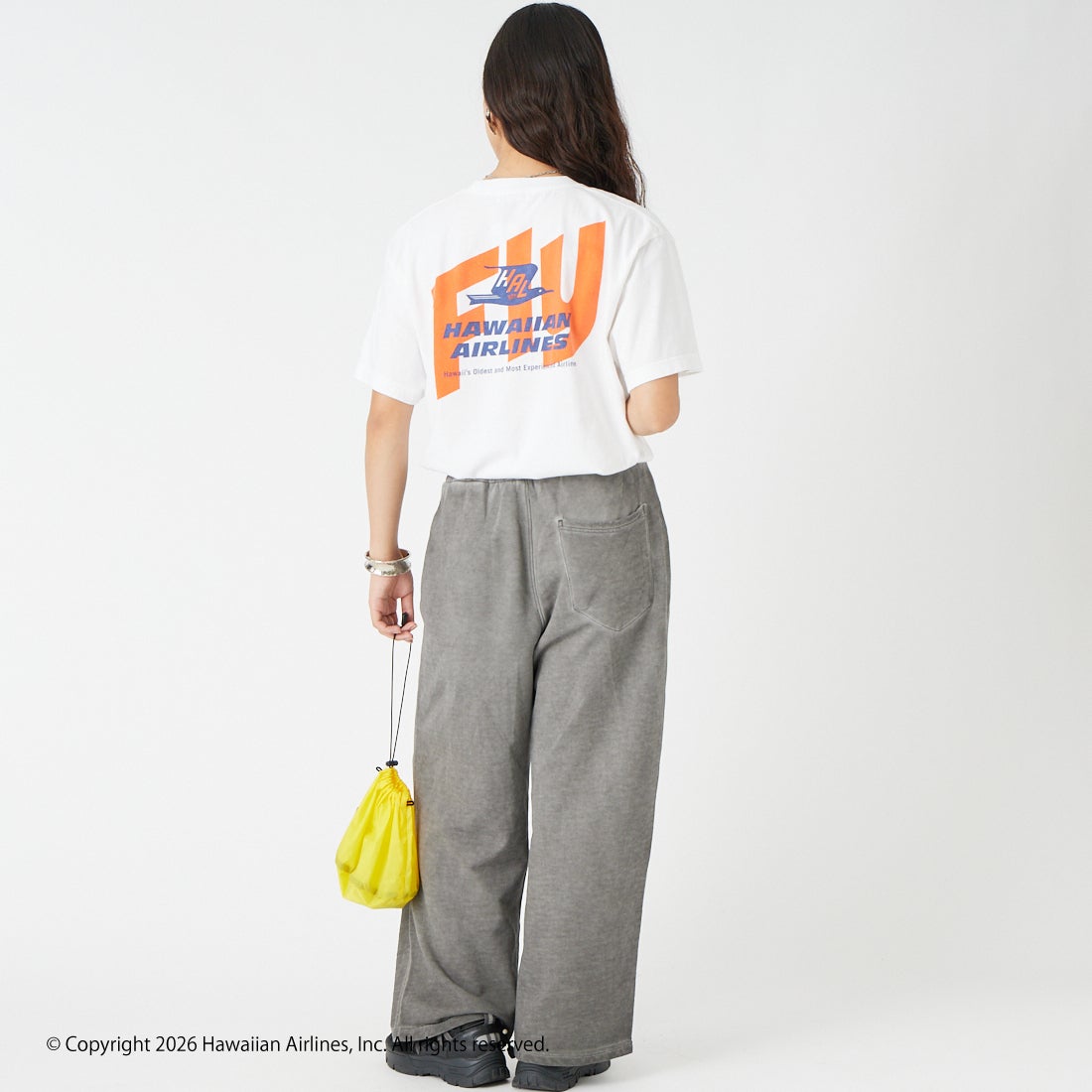 GOOD ROCK SPEED [グッドロックスピード] Fly プリントTシャツ [26HWA005W] WHITE &&モデル身長：162cm 着用サイズ：F&&
