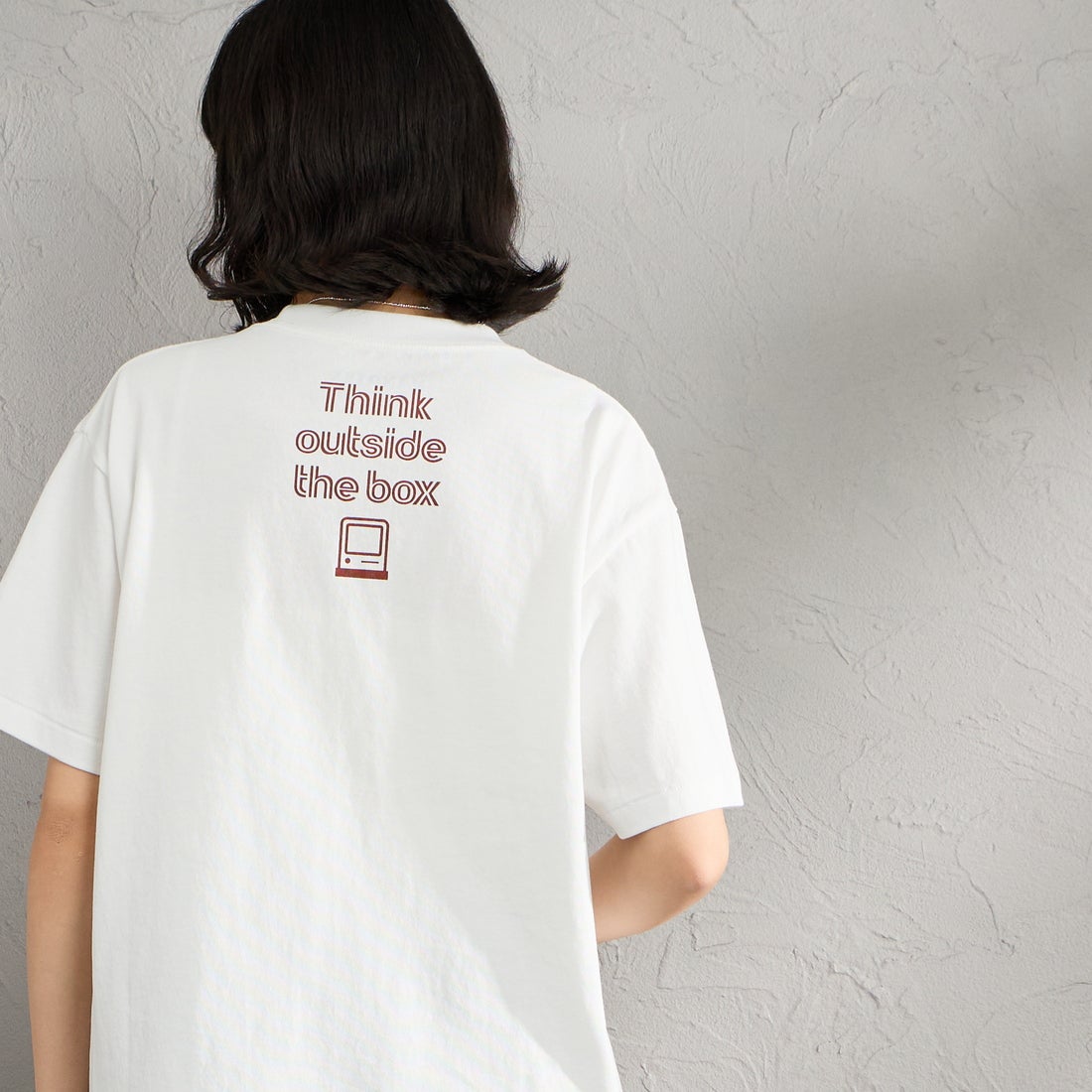 HANDTEX [ハンドテックス] 別注 アソート柄 スーベニアプリントTシャツ [HT15-CST-IN6-JF] O.WHT1 HAN &&モデル身長：162cm 着用サイズ：F&&