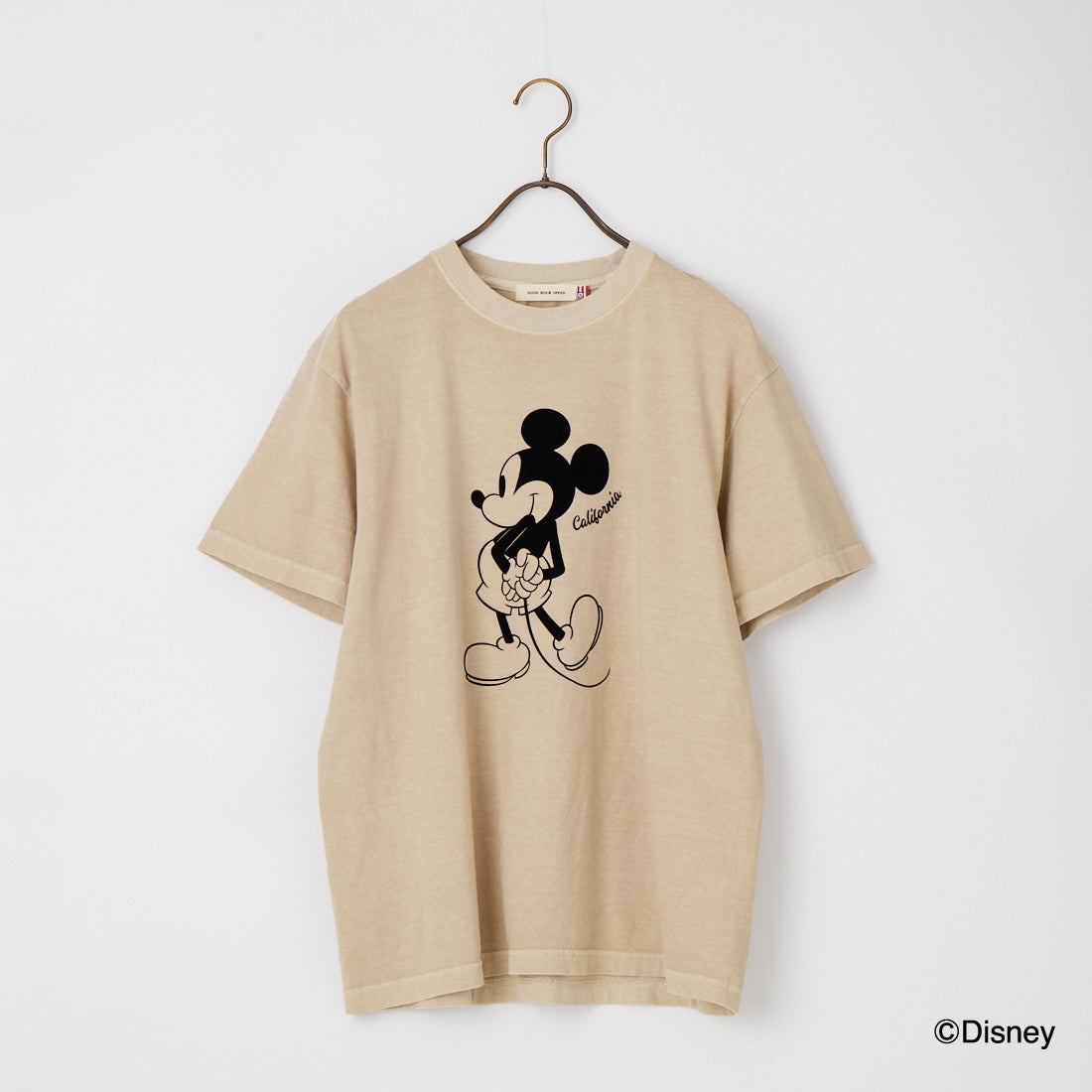 GOOD ROCK SPEED [グッドロックスピード] 別注 / MICKEY MOUSE / フロッキープリントTシャツ [INTN-076-JF] BEIGE