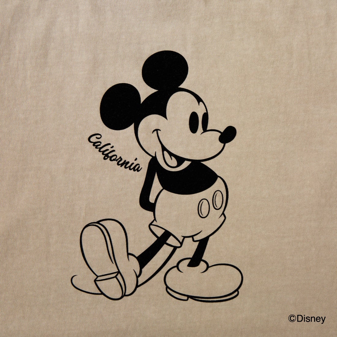 GOOD ROCK SPEED [グッドロックスピード] 別注 / MICKEY MOUSE / フロッキープリントTシャツ [INTN-076-JF] BEIGE