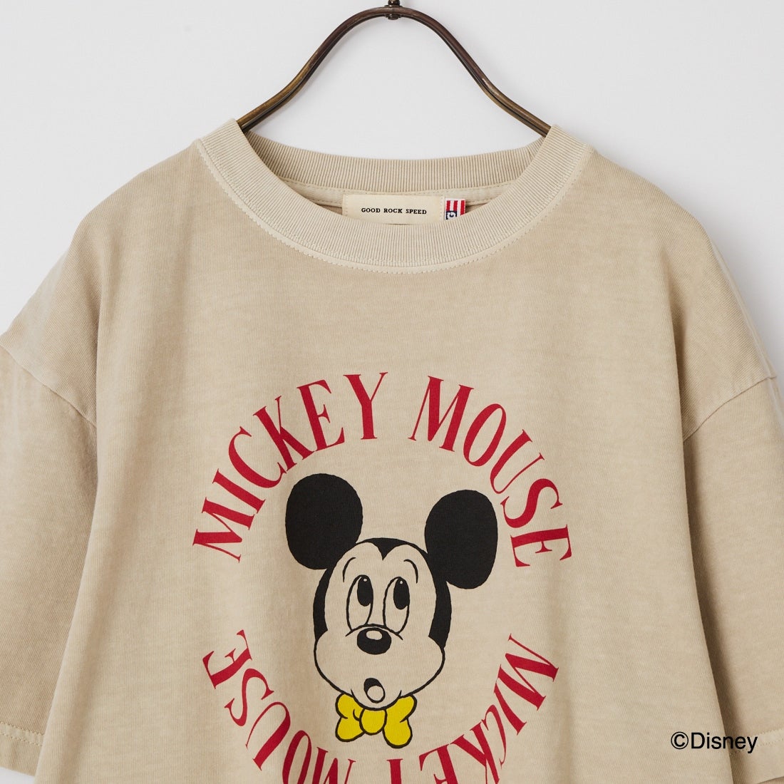 GOOD ROCK SPEED [グッドロックスピード] 別注 / MICKEY MOUSE / クロップド丈プリントTシャツ [INTN-077-JF] BEIGE