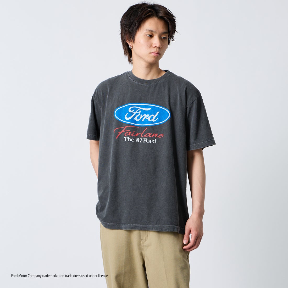 GOOD ROCK SPEED [グッドロックスピード] 別注 FORD ロゴプリントTシャツ [INTN-080-JF] CHARCOAL &&モデル身長：177cm 着用サイズ：L&&