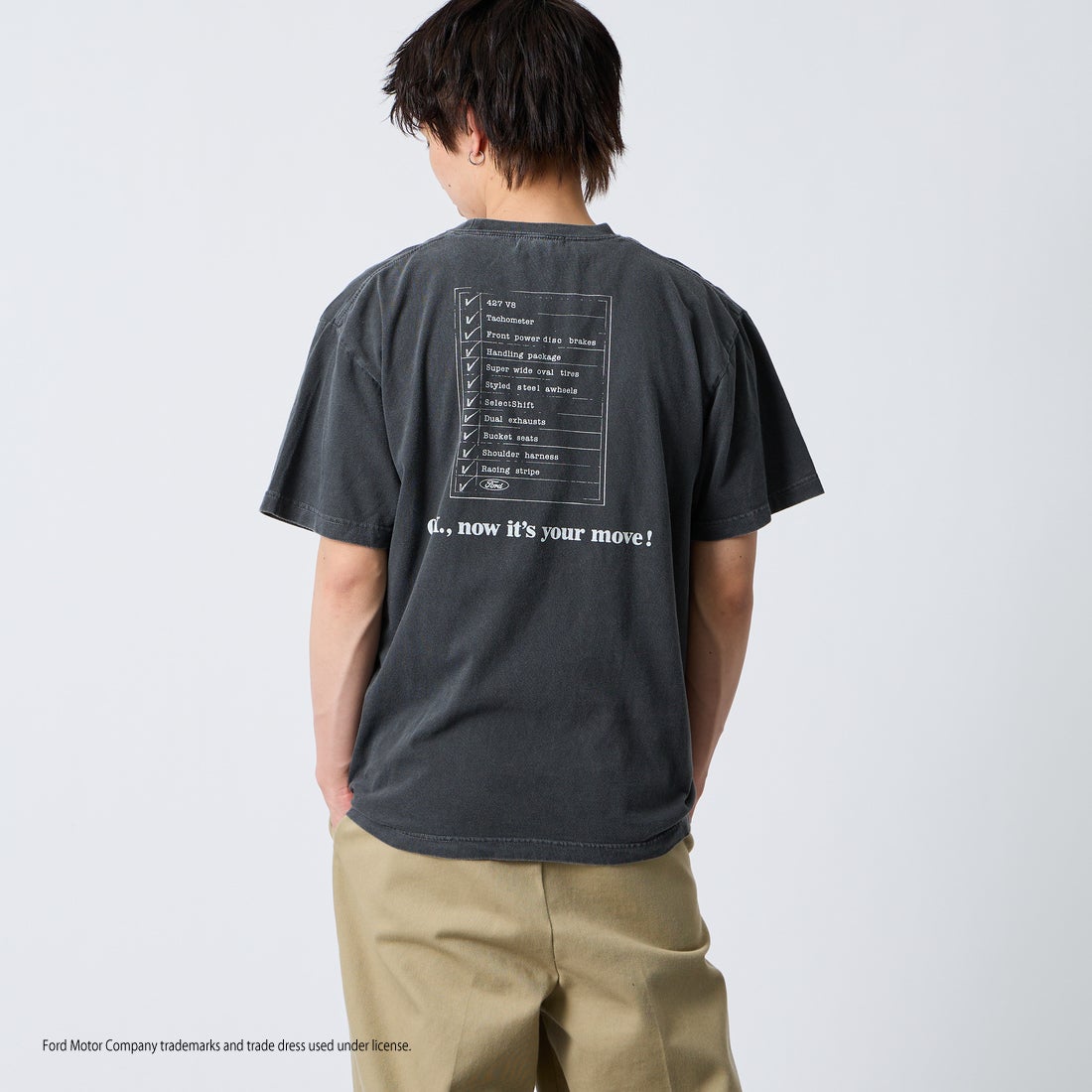 GOOD ROCK SPEED [グッドロックスピード] 別注 FORD ロゴプリントTシャツ [INTN-080-JF] CHARCOAL &&モデル身長：177cm 着用サイズ：L&&