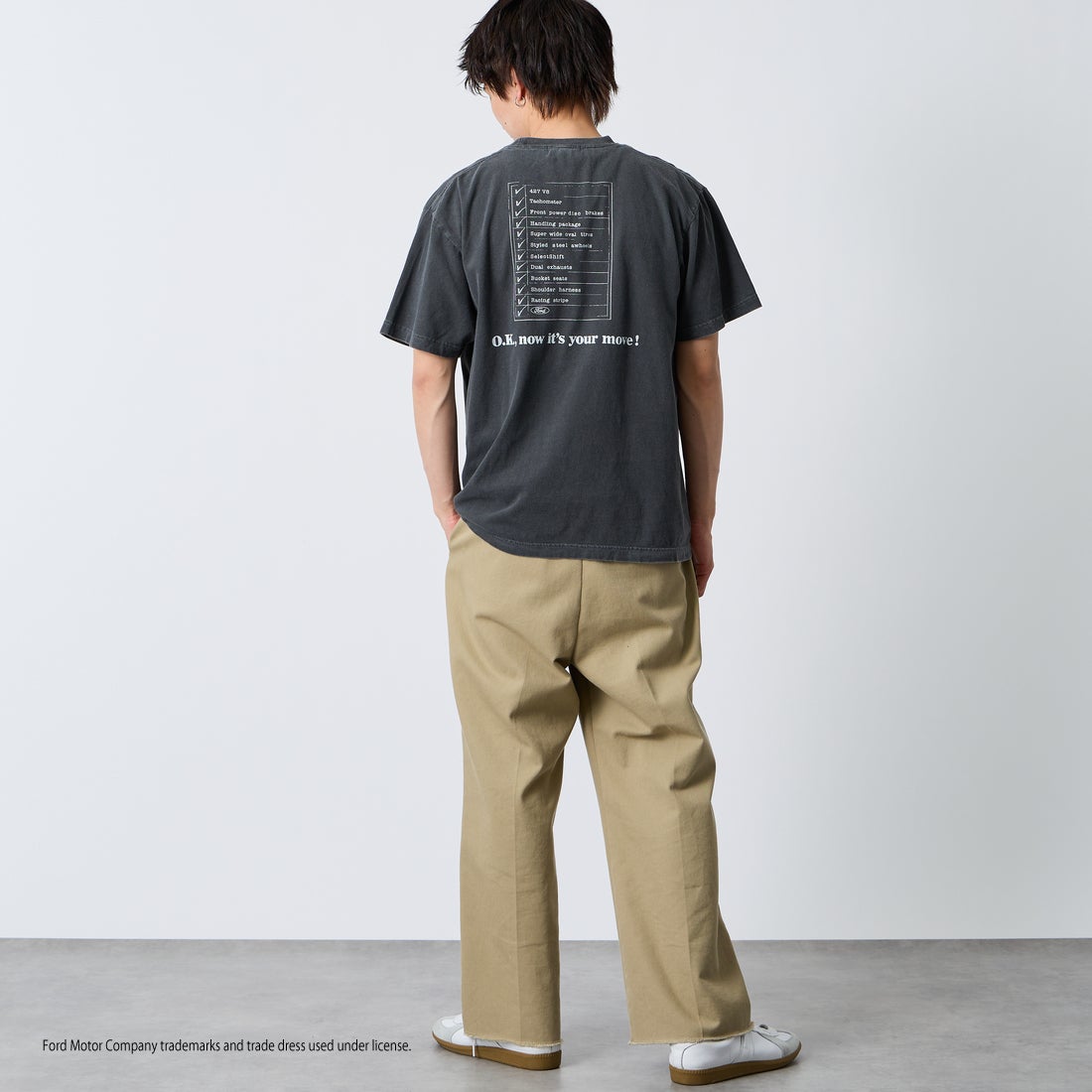 GOOD ROCK SPEED [グッドロックスピード] 別注 FORD ロゴプリントTシャツ [INTN-080-JF] CHARCOAL &&モデル身長：177cm 着用サイズ：L&&