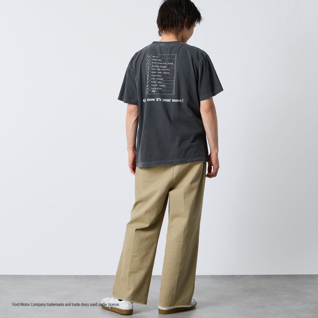 GOOD ROCK SPEED [グッドロックスピード] 別注 FORD ロゴプリントTシャツ [INTN-080-JF] CHARCOAL &&モデル身長：177cm 着用サイズ：L&&