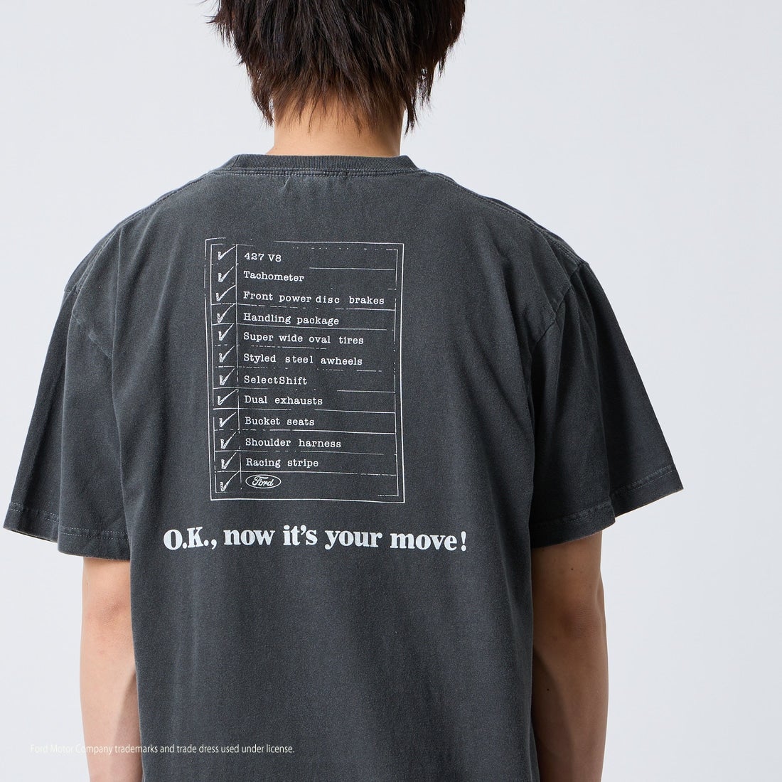 GOOD ROCK SPEED [グッドロックスピード] 別注 FORD ロゴプリントTシャツ [INTN-080-JF] CHARCOAL &&モデル身長：177cm 着用サイズ：L&&