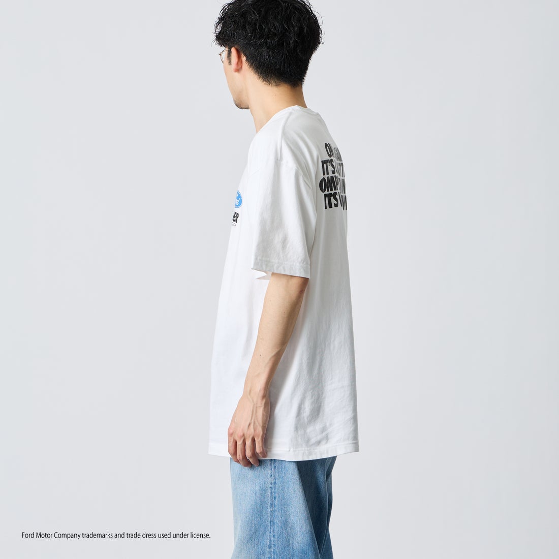 GOOD ROCK SPEED [グッドロックスピード] 別注 FORD ロゴバックプリントTシャツ [INTN-079-JF] WHITE &&モデル身長：168cm 着用サイズ：L&&