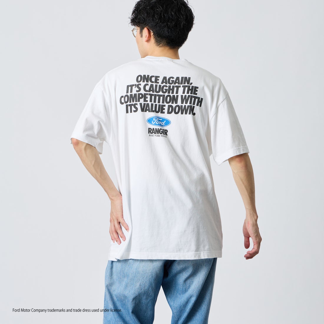 GOOD ROCK SPEED [グッドロックスピード] 別注 FORD ロゴバックプリントTシャツ [INTN-079-JF] WHITE &&モデル身長：168cm 着用サイズ：L&&