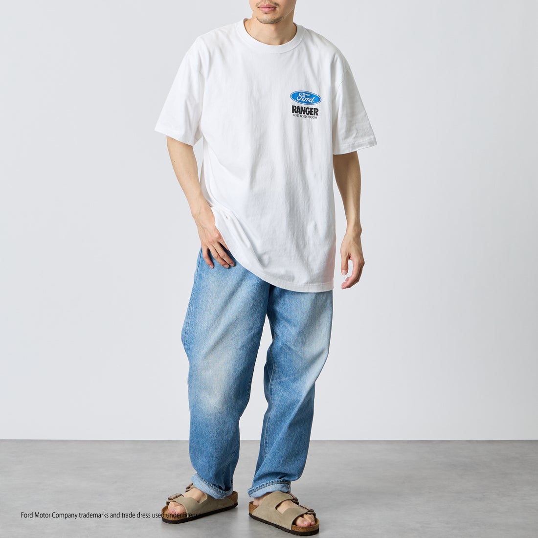 GOOD ROCK SPEED [グッドロックスピード] 別注 FORD ロゴバックプリントTシャツ [INTN-079-JF] WHITE &&モデル身長：168cm 着用サイズ：L&&