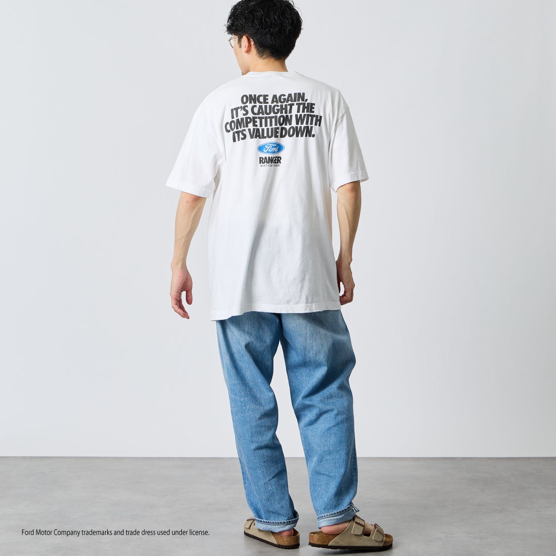 GOOD ROCK SPEED [グッドロックスピード] 別注 FORD ロゴバックプリントTシャツ [INTN-079-JF] WHITE &&モデル身長：168cm 着用サイズ：L&&